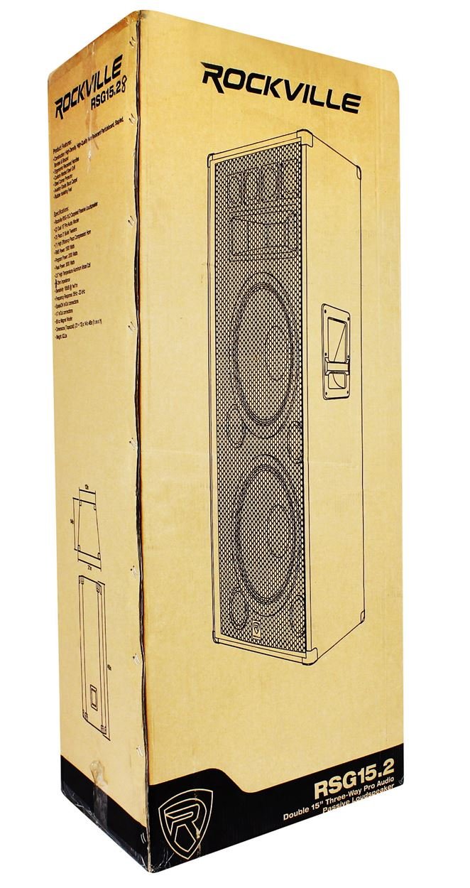 Rockville (2) RSG15.28 Dual 15 3000 Watt 3-Way 8-Ohm Passive DJ/PA Speaker