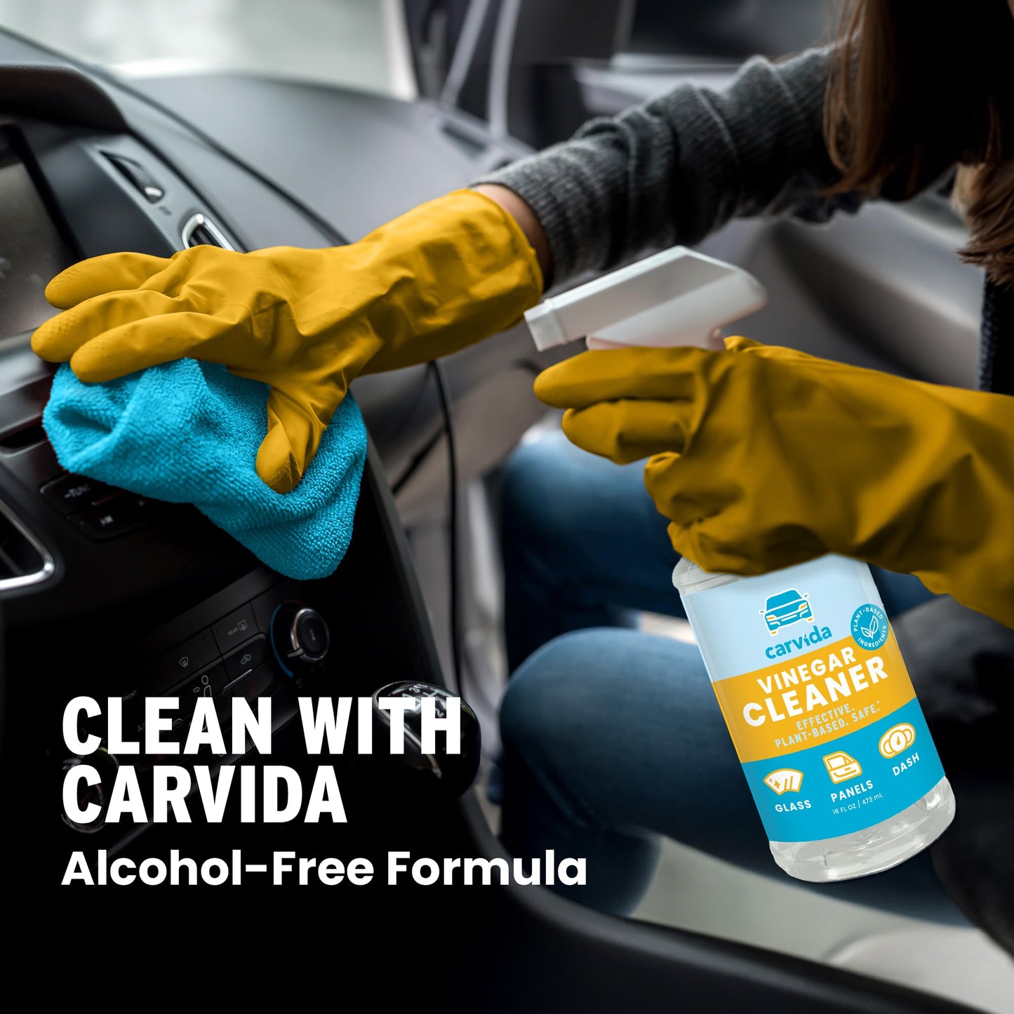 Carvida Vinegar Cleaner, Plant-Based, Multi-purpose Automotive Cleaning Spray, Natural Mint Scent, 16oz