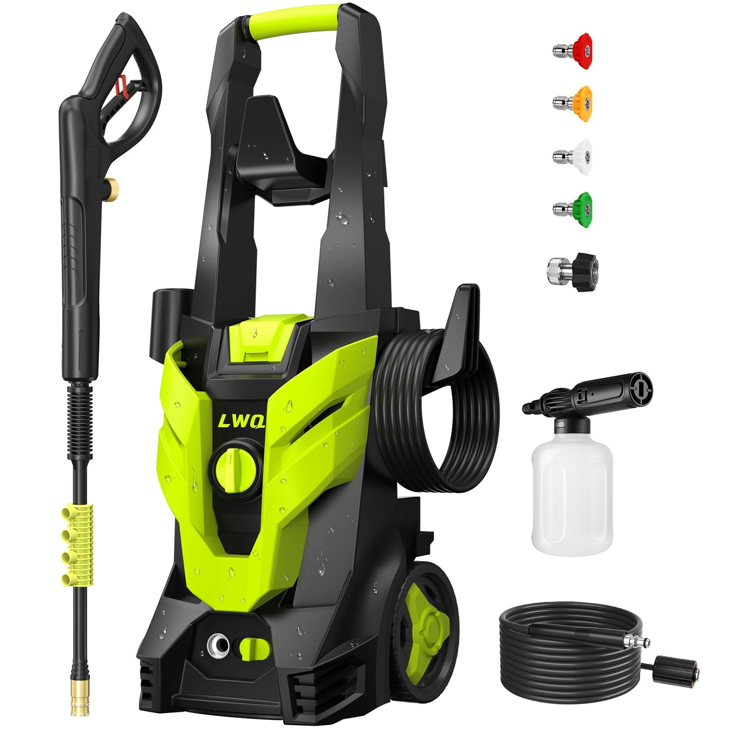 Pressure Washer, Power Washer with 4 Quick Connect Nozzles, High Pressure Cleaning Machine with Foam Cannon for Cars/Fences/Driveways/Patios/Home Cleaning