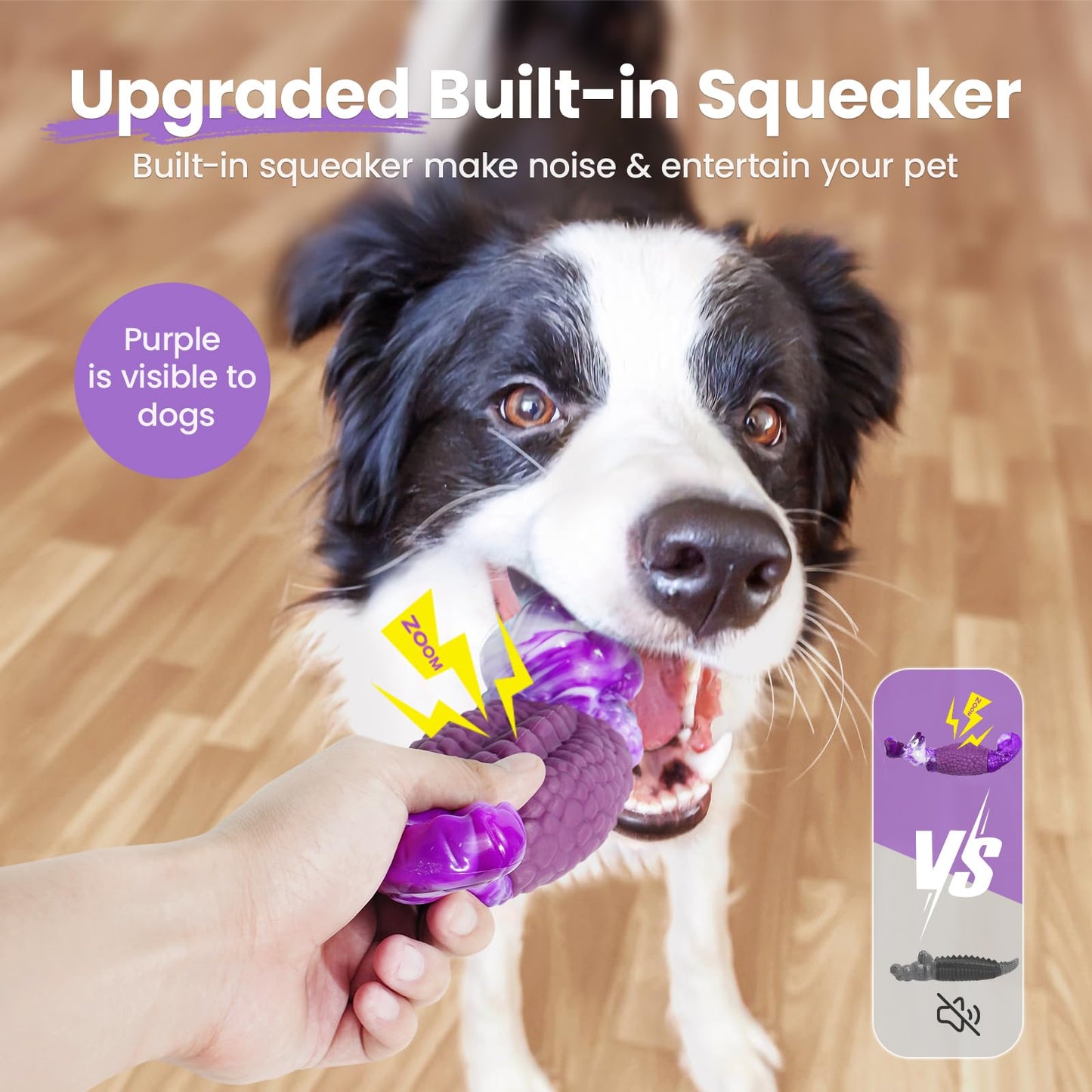 HGB Tough Dog Chew Toys for Aggressive Chewers, Squeaky Indestructible Dog Toy to Keep Them Busy & Reduce Boredom for Small, Medium, Large Breed, Bacon Flavor