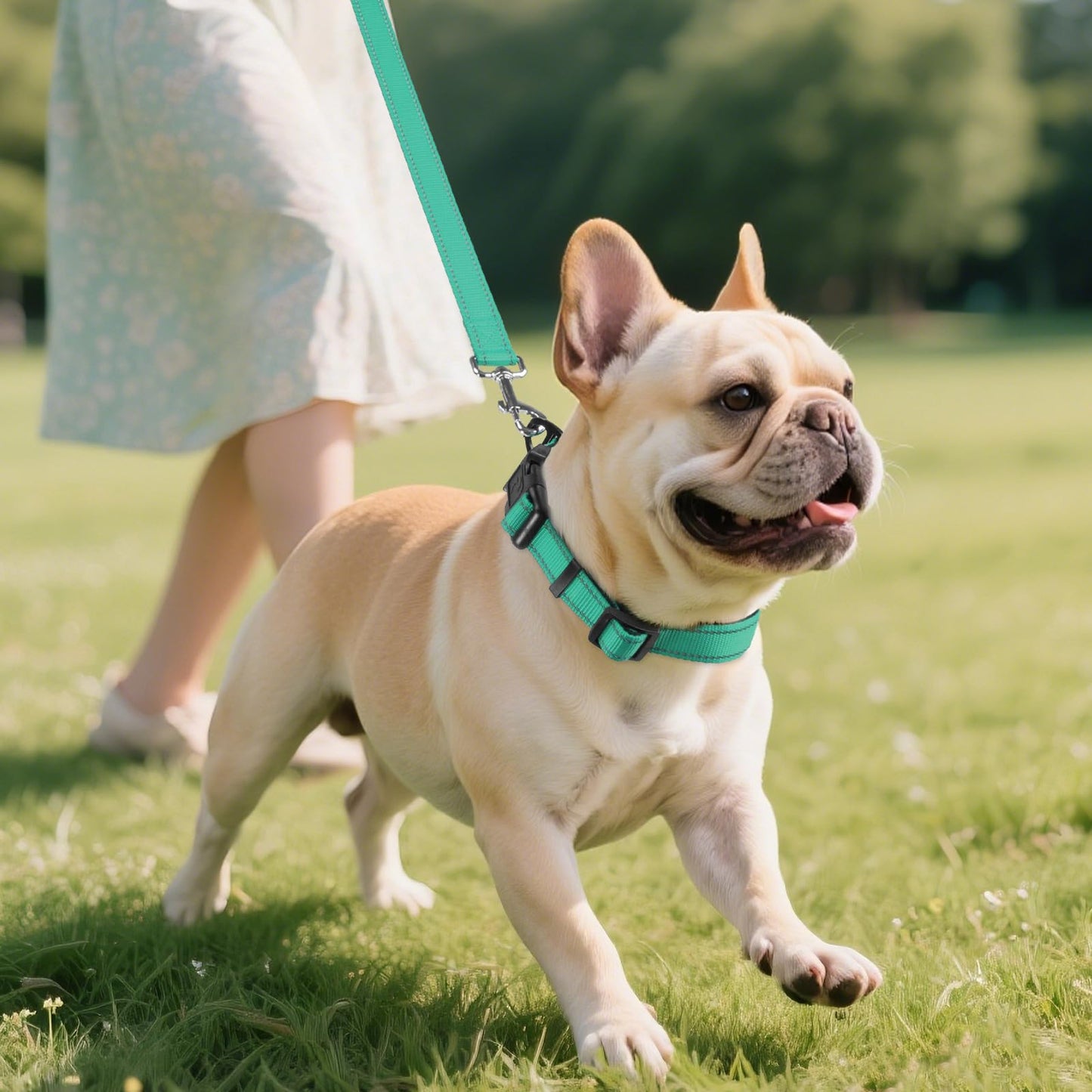 Joytale Reflective Dog Collar,Soft Neoprene Padded Breathable Nylon Pet Collar Adjustable for Medium Dogs,Teal,M