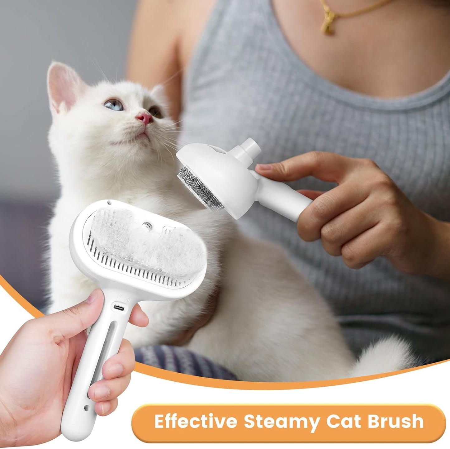 Cat Steam Brush 3 in 1 Pet Hair Grooming Brush with Steam and Release Button for Indoor Cats Pets Dogs Hair Removal Shedding
