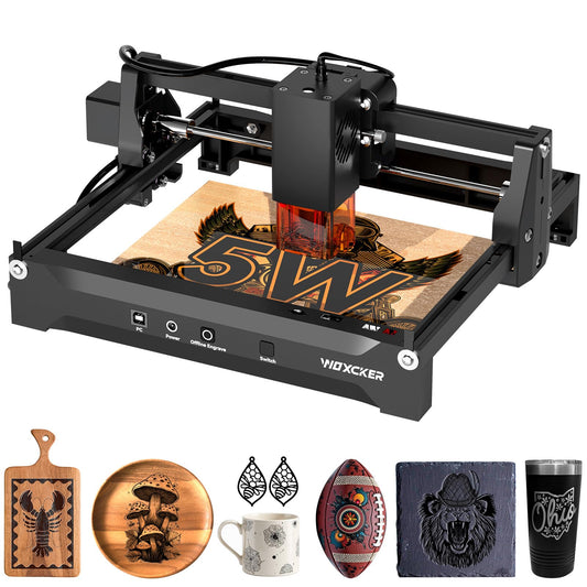 Laser Engraver, 5W L2 Mini Laser Engraving Machine Pre-Assemble 200mm x 150mm High Precision for DIY, Pager, Wood, Acrylic, Leather, Coated Metal Beginner-Friendly