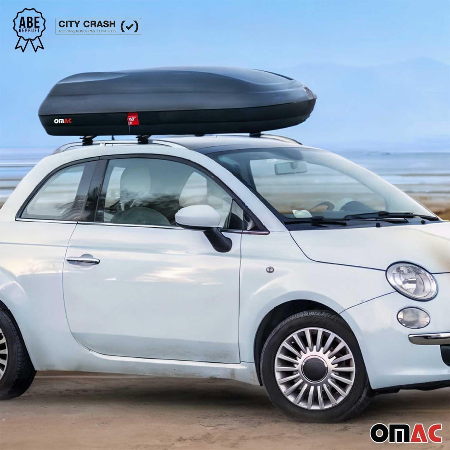 OMAC Car Rooftop Cargo Box Luggage Carrier 11.3 Cubic Feet Carbon Fiber Textured