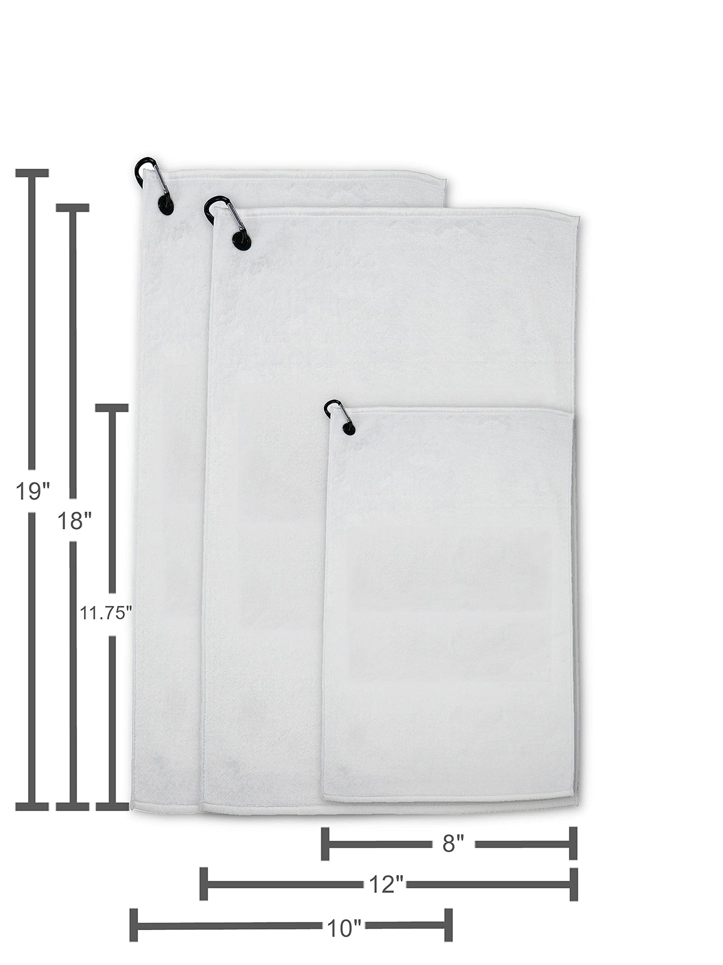 Smart Go - Golf & Sports Towel with Carabiner Clip (100 Towels) - Digital Custom Print Your Company Artwork or Business Logo - Promotional Golf Towel for Sports Activities - 8 x 11.75