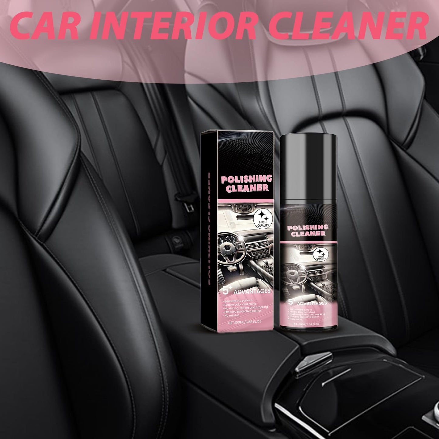 Car Interior Cleaner,Vehicle Interior Polish,Interiors Detailer Spray,Total Cars Interior Cleaner Rejuvenation,Decontamination,Interior All Purpose Car Cleaner (2PCS*100ml)