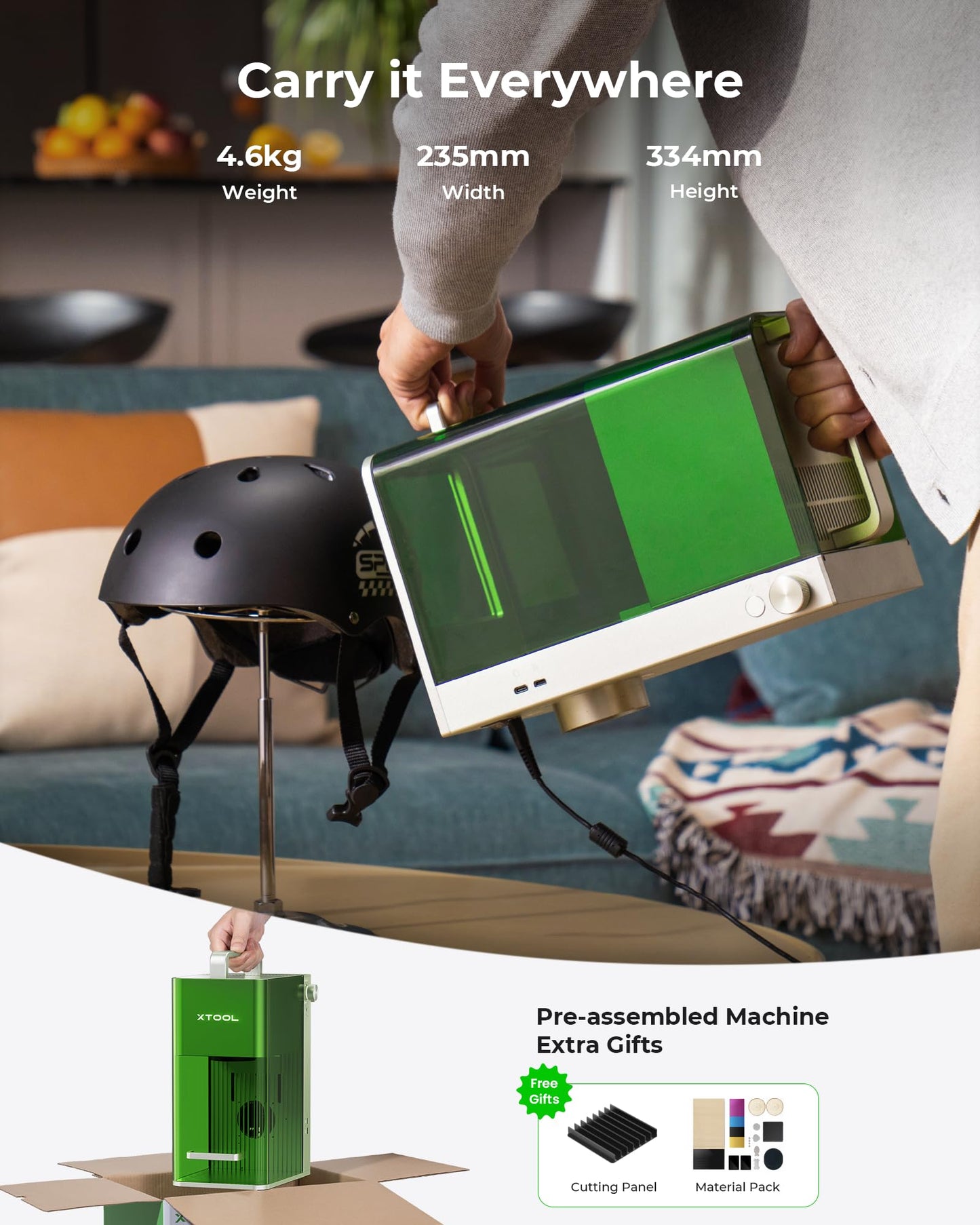 xTool F1 2-in-1 Dual Laser Engraver, 4000mm/s Lightning Speed Portable Laser Engraving Machine, Laser Engraver for Jewelry, Metal, Wood, Leather, etc