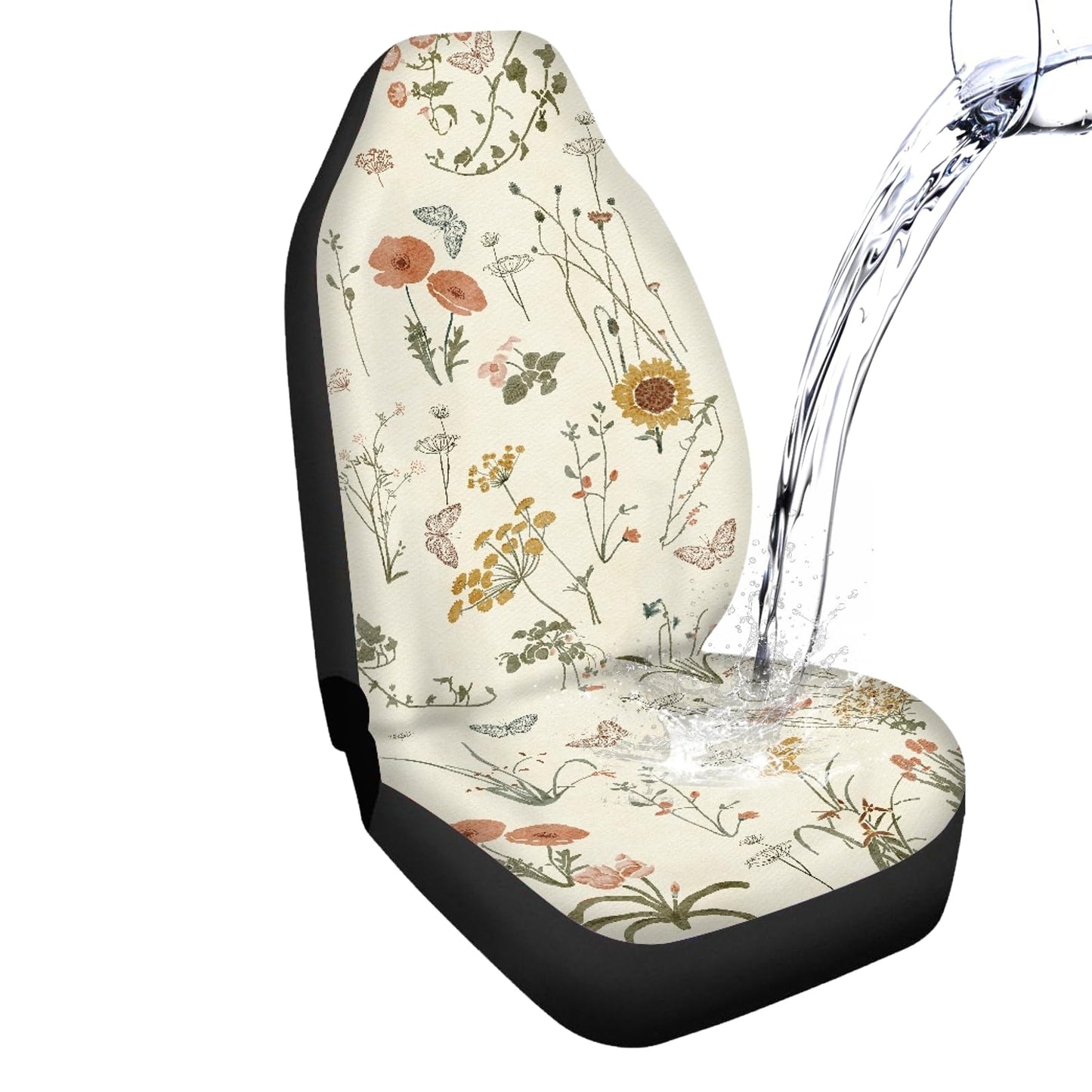 Temdrsuy Boho Car Seat Covers Cute - 2PCS Waterproof Front Seat Covers with Car Drying Towel, Airbag Compatible, Universal Fit for Most Vehicle Car Seat Protector for Women SUV Sedans Truck