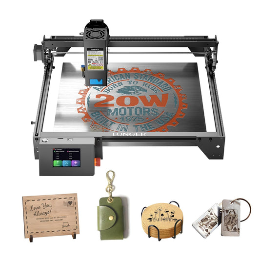 Longer RAY5 Upgraded 20W Laser Engraver Machine, Exclusive 3.5" Touch Screen for DIY, Cutting Tool for Metal Coloring, Acrylic, Wood, Glass, Leather. Laser Class 2