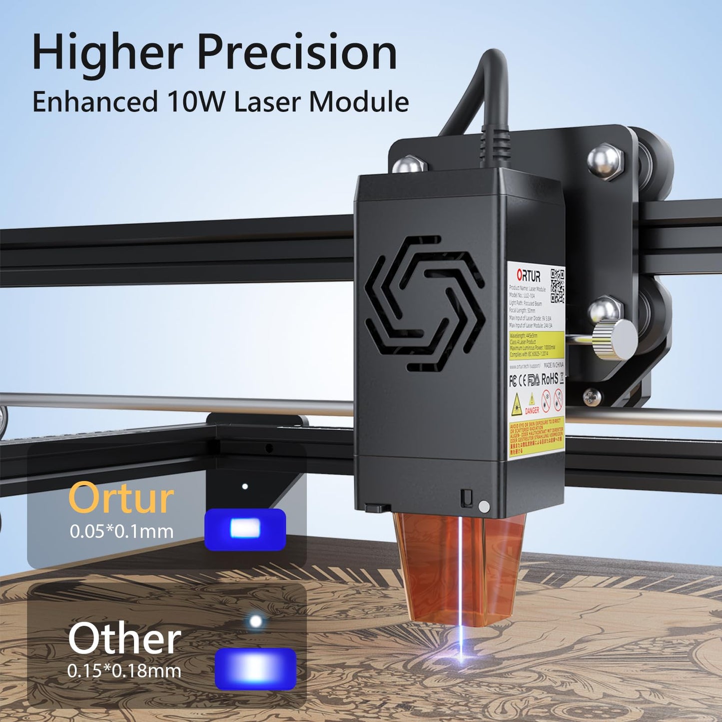 ORTUR Laser Master 2 S2 LU2-10A Laser Engraver Laser, 10000mW Engraving Cutting Machine, Class 4 High Accuracy Laser Cutter, DIY Laser Marking for Metal