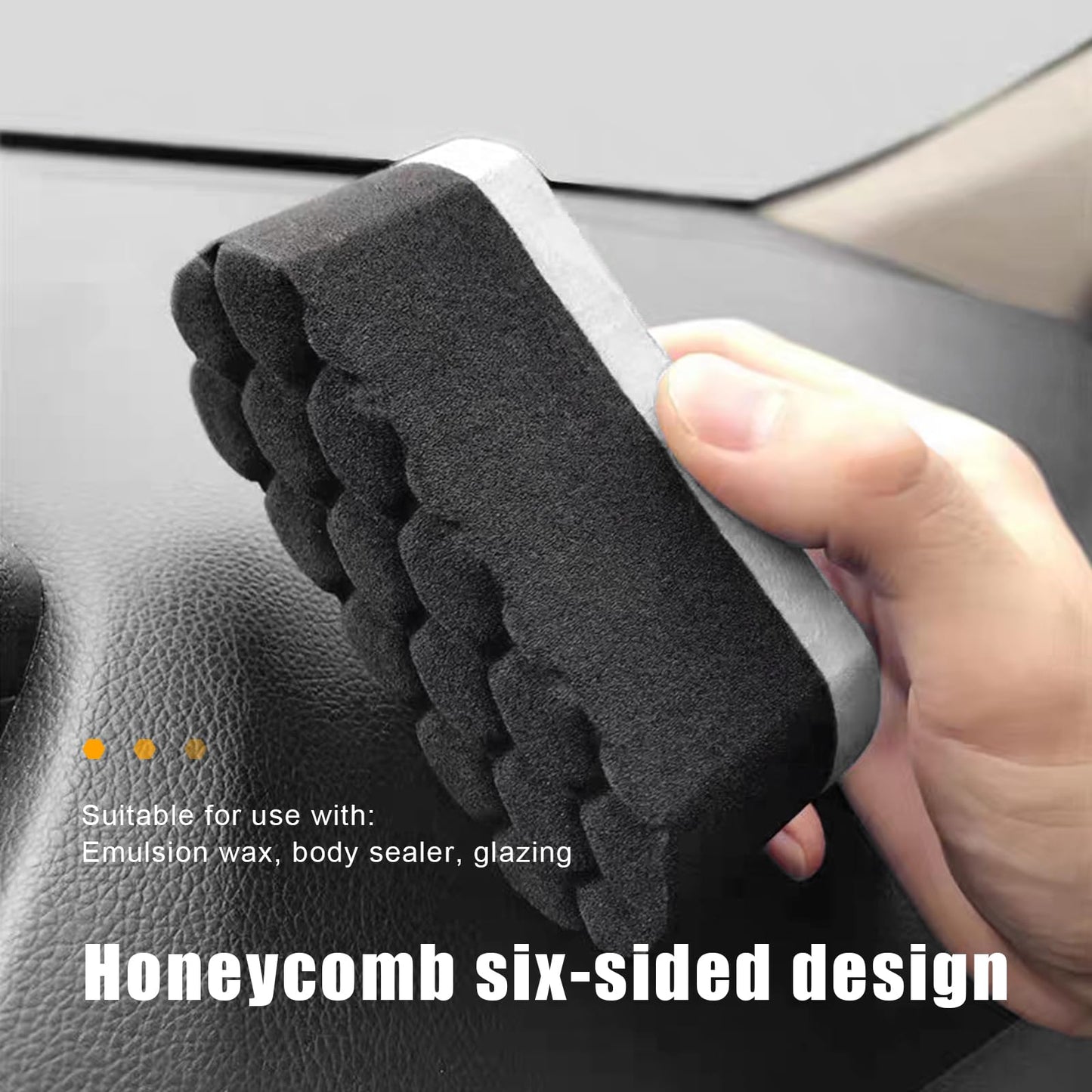 Suvnie 2 PCS Tire Shine Dressing Applicator Pad, Washable Hex Logic Car Detailing Foam Sponge with Easy Grip, Soft Tire Trim Applicator Pad for Car Glass, Porcelain and More (Gray)