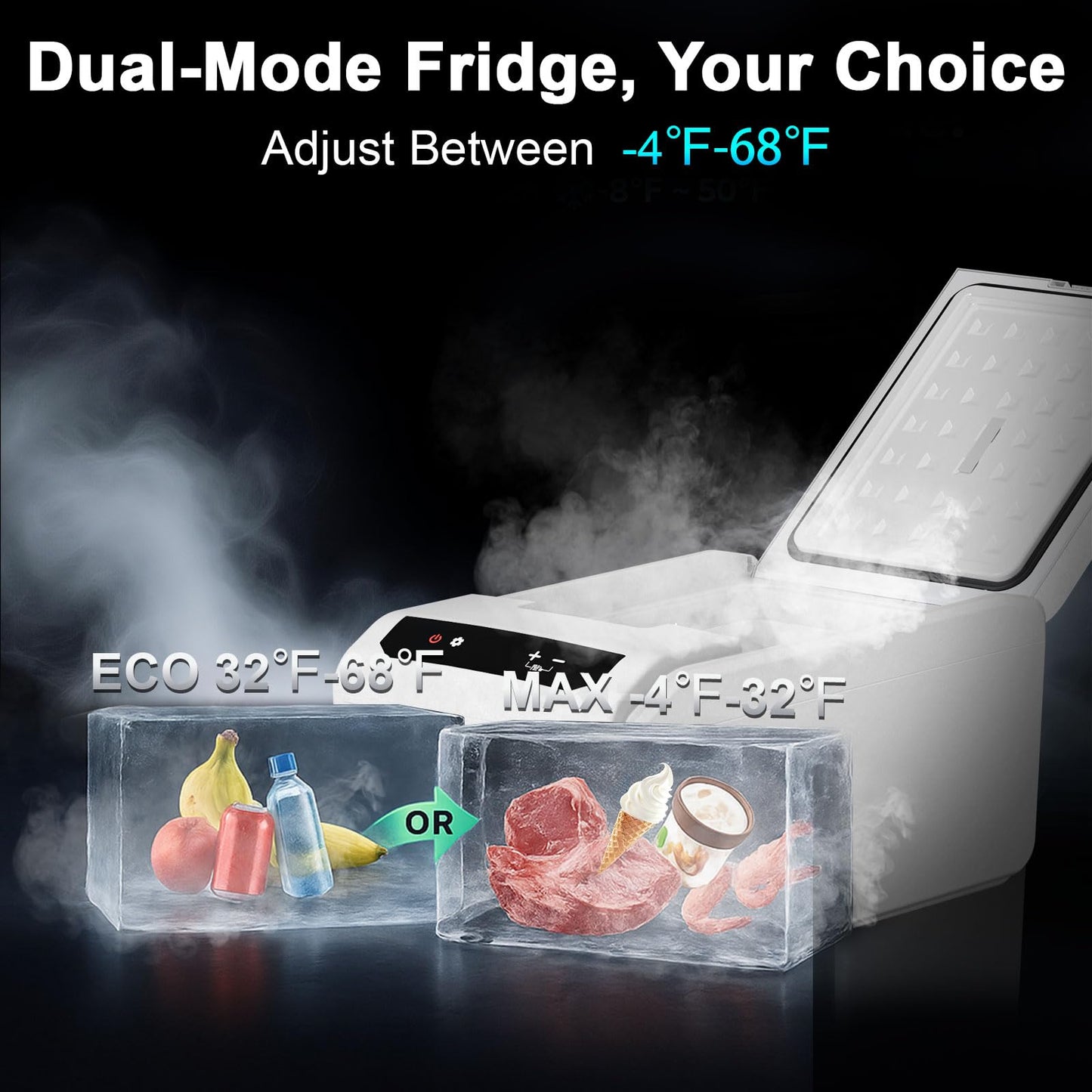 Erivess 12 Volt Refrigerator, 16QT(15L) Portable Freezer Compressor Cooler, 12/24V DC & 110-240V AC, -4℉~68℉ Dual Mode, Car Fridge for Camping, Travel, Truck, RV, Boat