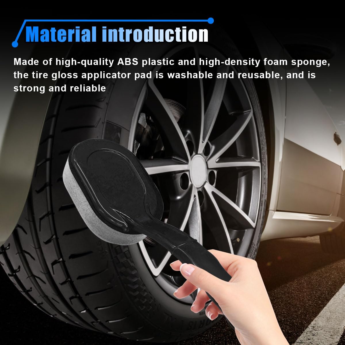 Tire Shine Applicator Brush, Car Detachable Tire Wax Foam Applicator Pad with Curved Handle, High-Density Tire Dressing Applicator Sponge Brush Car Tire Detailing Cleaning Accessories