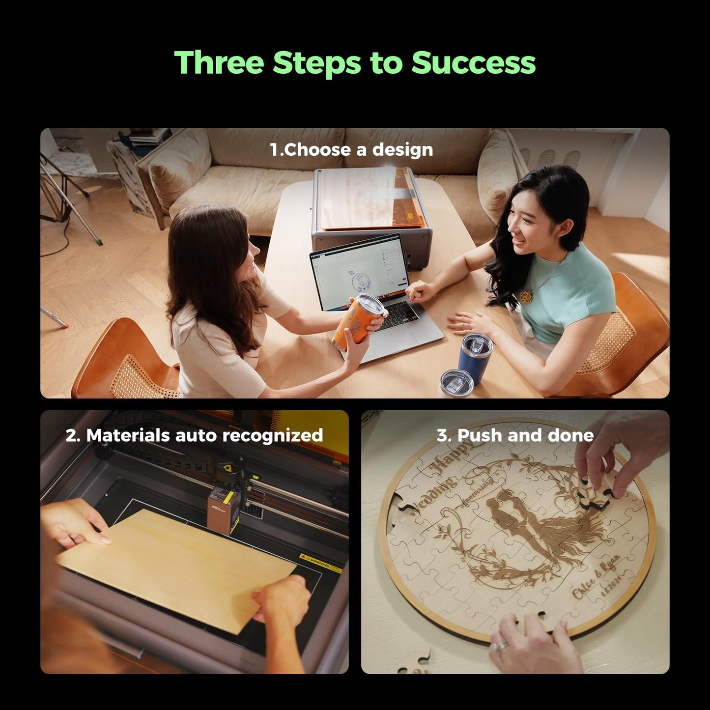 Creality Falcon A1 10W Laser Engraver with Air Assist, Pre-Assembled Laser Cutter for Beginners, 600mm/s Fast Speed, HD Camera Positioning & Material Recognition, Class 1 Safety, Ideal for Wood &Metal