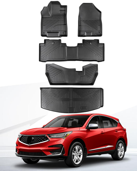 Liner Master® for Acura MDX 2014 2015 2016 2017 2018 2019 2020 Floor Mats(Excluding Hybrid and 6-Seat Models) Fit 1st 2nd & 3rd Row with Cargo Liner All Weather Automotive Accessories for MDX 7 Seats