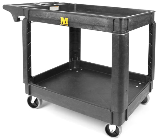 MaxWorks 80855 500-lb Utility Service PP Cart With Two Trays and Wheels 30 Inch X 16 Inch Overall Dimensions