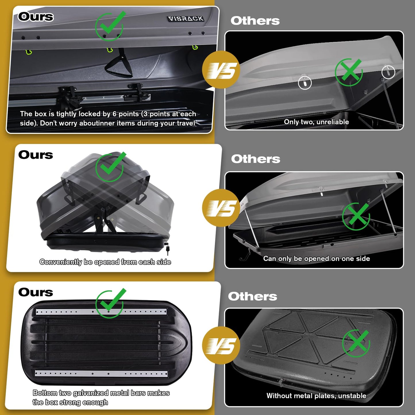 Hard Shell Rooftop Cargo Carrier with Roof Box, Heavy Duty Weatherproof 14 Cubic Feet Rooftop Cargo Carrier for Car Storage, Gray