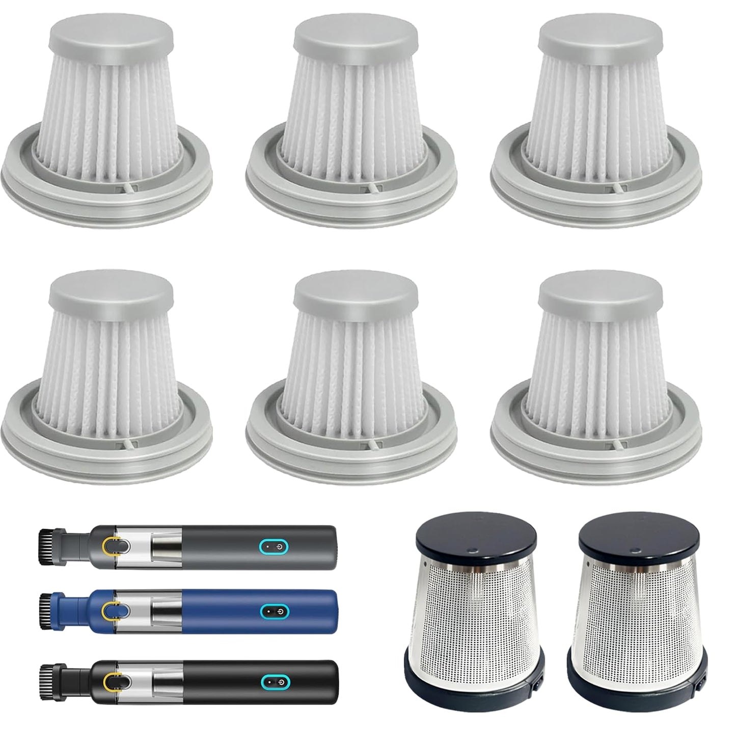 6 pack Washable Hepa with 2 pack Stainless Steel Pre-filter,Hepa Filter Replacement Compatible with Fanttik V8 Series (Fanttik Slim V8 Mate Vacuum & Fanttik V8 Apex Vacuum)