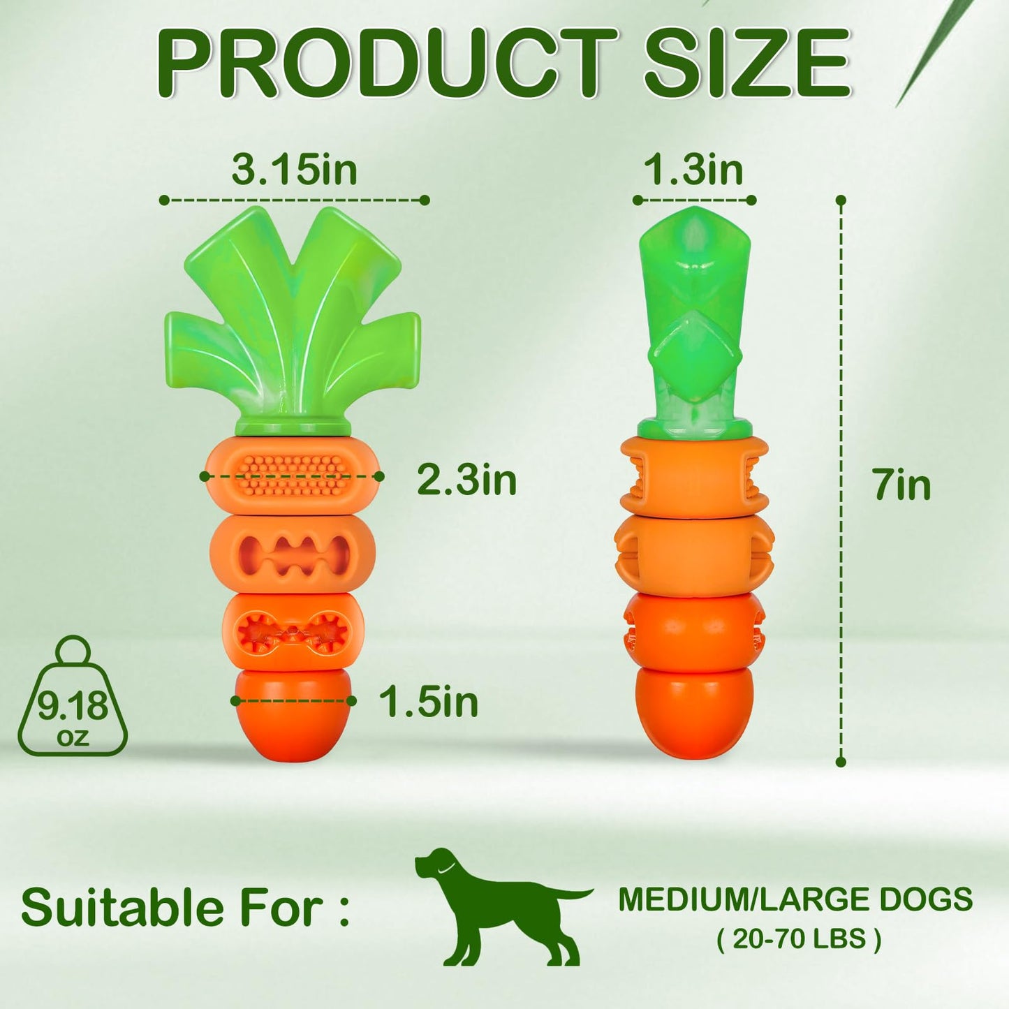 Frienhund Dog Toys for Aggressive Chewers Bacon Flavored: 7" Tough Dog Chew Bone, Hard Nylon & Rubber Teeth Cleaning Toy, Carrot-Shaped Dog Chew Toy for Large Medium Breed 20-70lbs