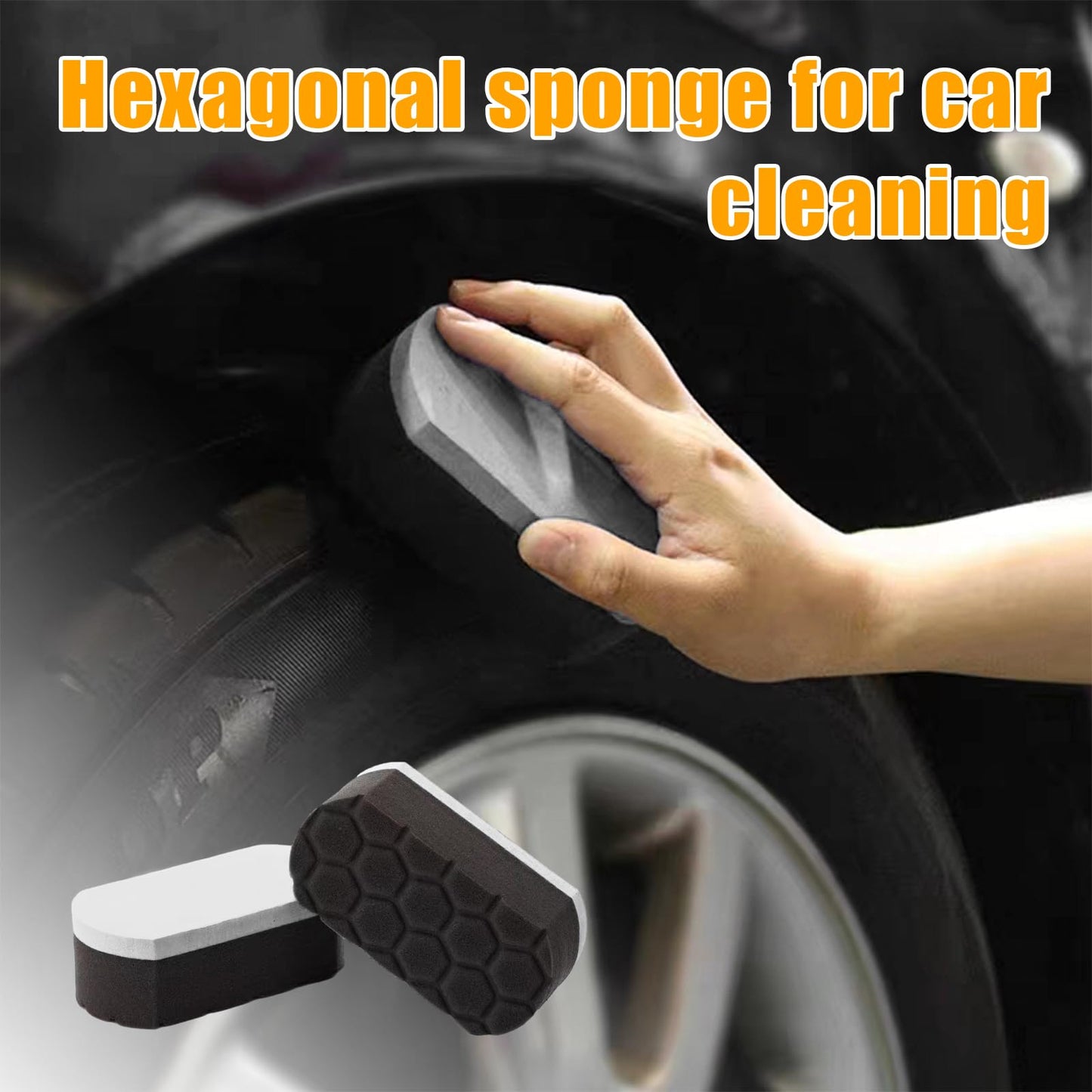 Suvnie 2 PCS Tire Shine Dressing Applicator Pad, Washable Hex Logic Car Detailing Foam Sponge with Easy Grip, Soft Tire Trim Applicator Pad for Car Glass, Porcelain and More (Gray)