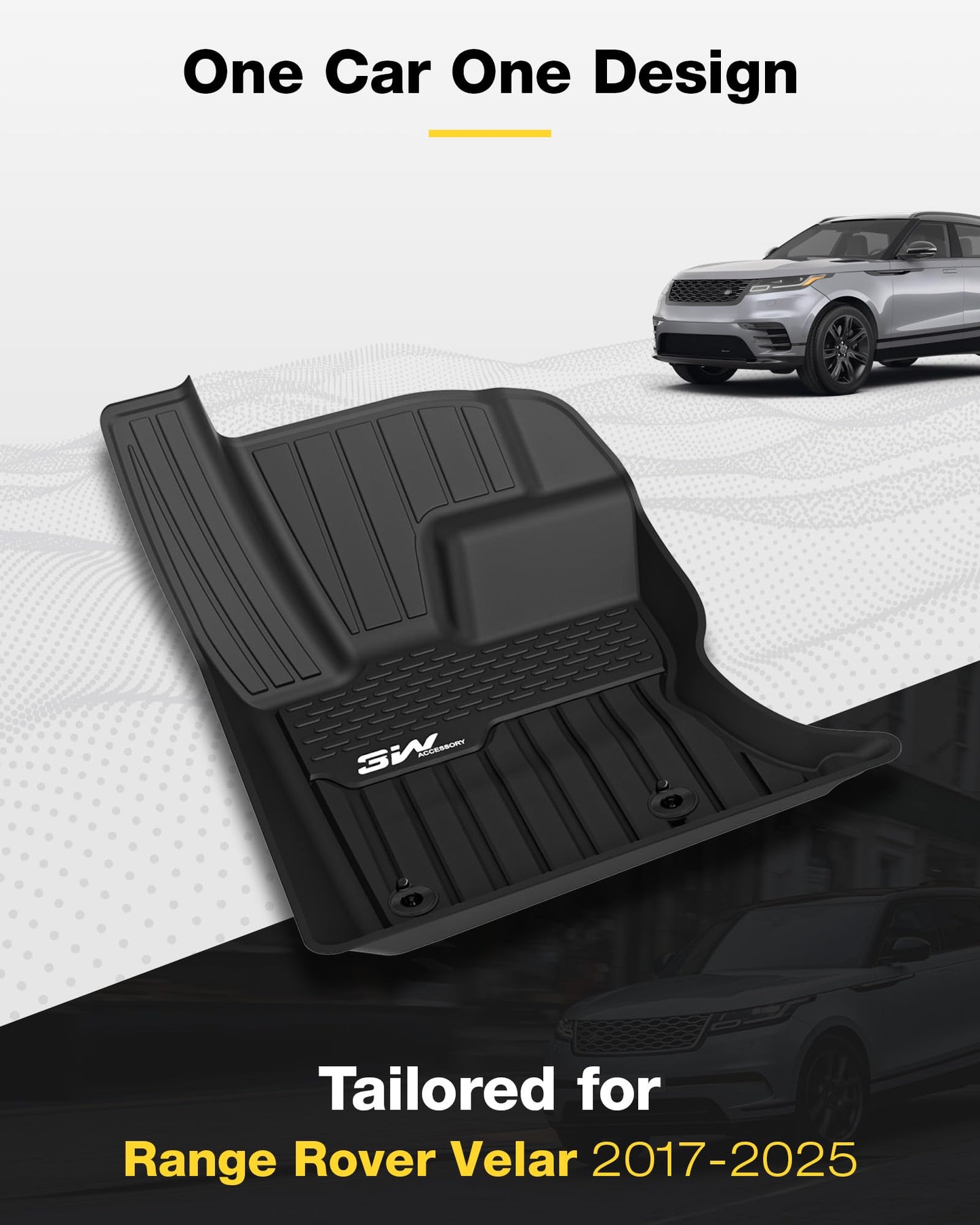 3W Floor Mats Fit 2017-2025 2026 Range Rover Land Rover Velar/Jaguar F-Pace, TPE All Weather Custom Fit Floor Liner for Range Rover Velar 1st and 2nd Row Full Set Car Liners Black