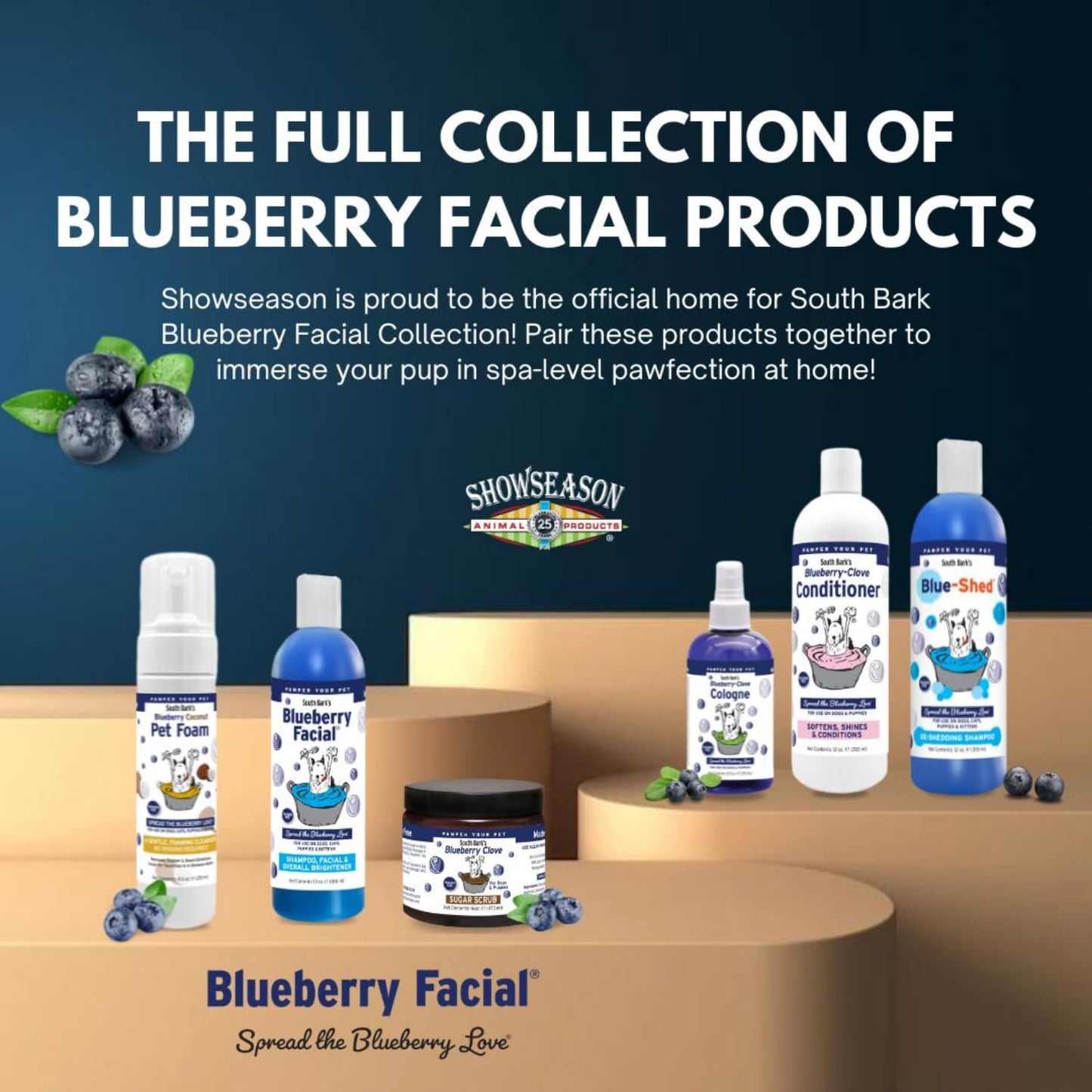 South Bark's Blueberry Facial® Pet Shampoo 12 oz. | Brightener & Tear Stain Remover | Long-Lasting Odor Eliminator | Cruelty-Free | Paraben-Free | Made in The USA