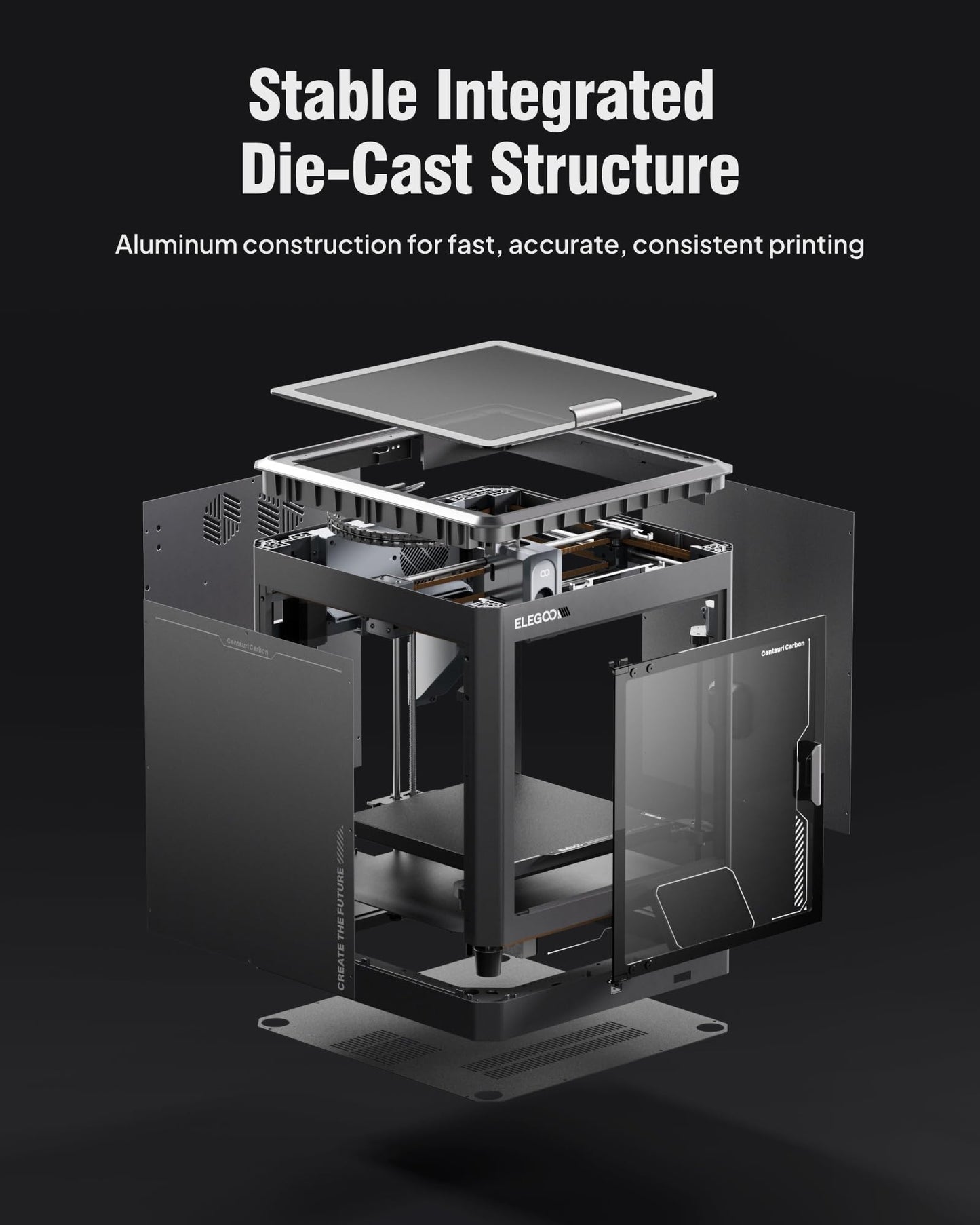 ELEGOO Centauri Carbon 3D Printer, CoreXY 500mm/s High Speed Printing with Auto Calibration, 320°C Nozzle and Built-in Camera, Ready to Print Out of The Box, 256x256x256mm Printing Size