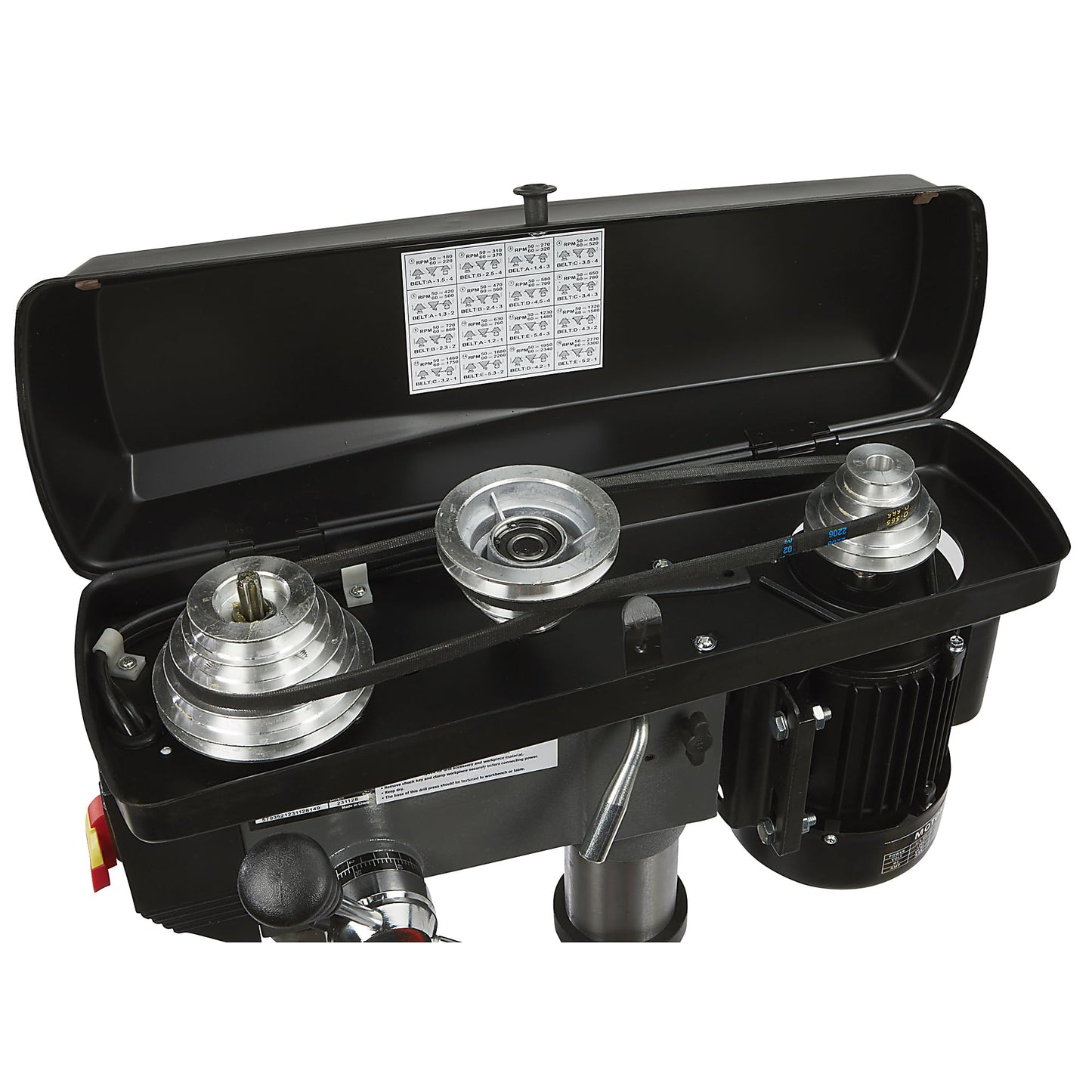 Klutch 13in. Benchtop Drill Press, 3/4 HP, 120 Volts, 5/8in. Chuck w/1in. Drilling Capacity, 45° Table Tilt