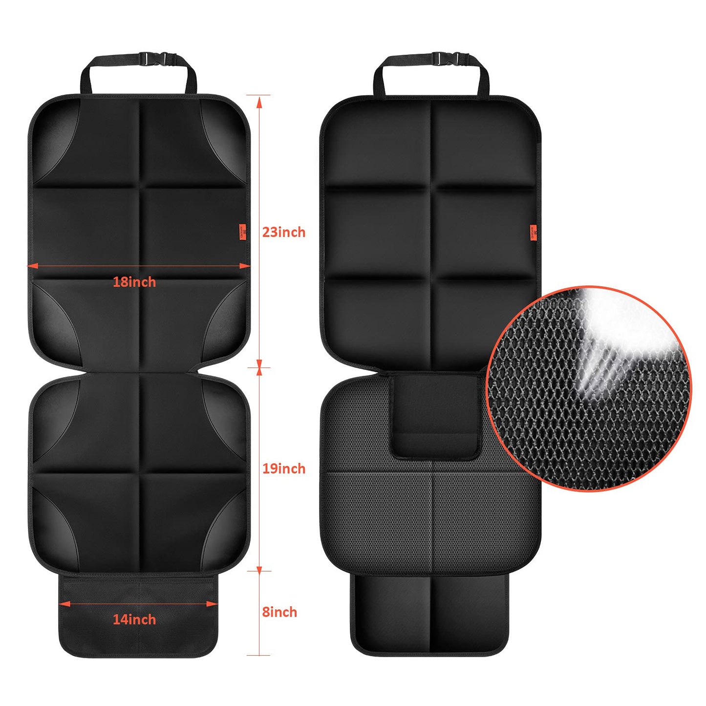 XHYANG Car Seat Protector 1 Pack Car Seat Cushion Mat Thickest Padding,Waterproof 600D Fabric Car Seat Covers for Non-Slip Backing Mesh Pockets for Baby and Pet (Black, 1 Pack)