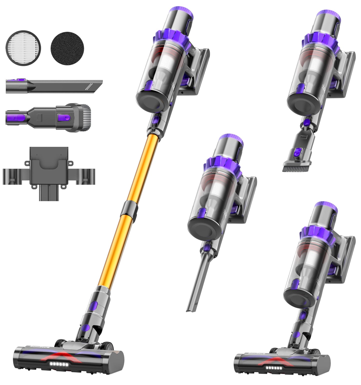 Cordless Vacuum Cleaner, 580W 48KPA 65Mins Runtime Self-Standing Vacuum Cleaners for Home, Stick Vacuum with Charging Dock Station Removable Battery, Handheld Vacuum for Carpet,Pet Hair,Hardwood Floor