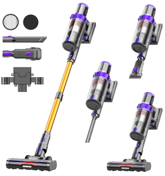 Cordless Vacuum Cleaner, 580W 48KPA 65Mins Runtime Self-Standing Vacuum Cleaners for Home, Stick Vacuum with Charging Dock Station Removable Battery, Handheld Vacuum for Carpet,Pet Hair,Hardwood Floor