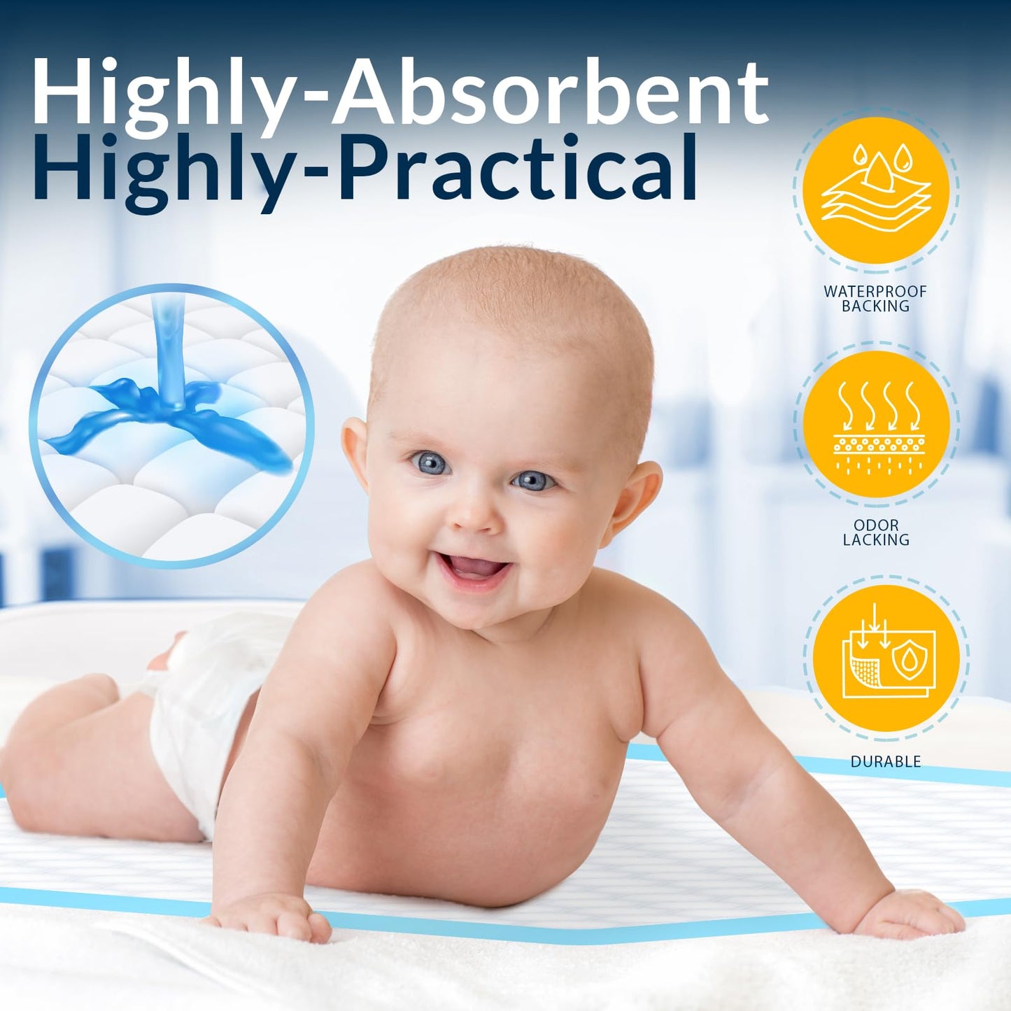 Medpride Disposable Underpads 17'' x 24'' (100-Count) Incontinence Pads, Bed Covers, Puppy Training | Thick, Super Absorbent Protection for Kids, Adults, Elderly | Liquid, Urine, Accidents