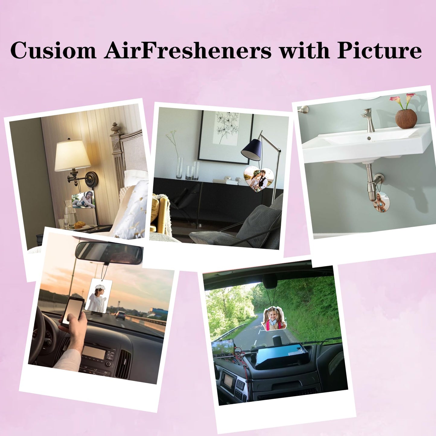 100PCS Custom Air Fresheners with Picture - Personalized Double Sided Picture Air Freshener, Customized Air Freshener for Car Wardrobe, Bathroom, Wardrobes, Anniversary Presents (Irregular Shape)