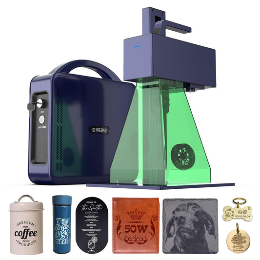 GWEIKE G2 Max 50W Fiber Laser Engraver with 3D & Deep Engraving, 15000mm/s Fast Laser Engraver Machine, 150x150mm Working Area, 0.001mm Laser Marking Machine for Jewelry, Metal, Leather, Dog Tags