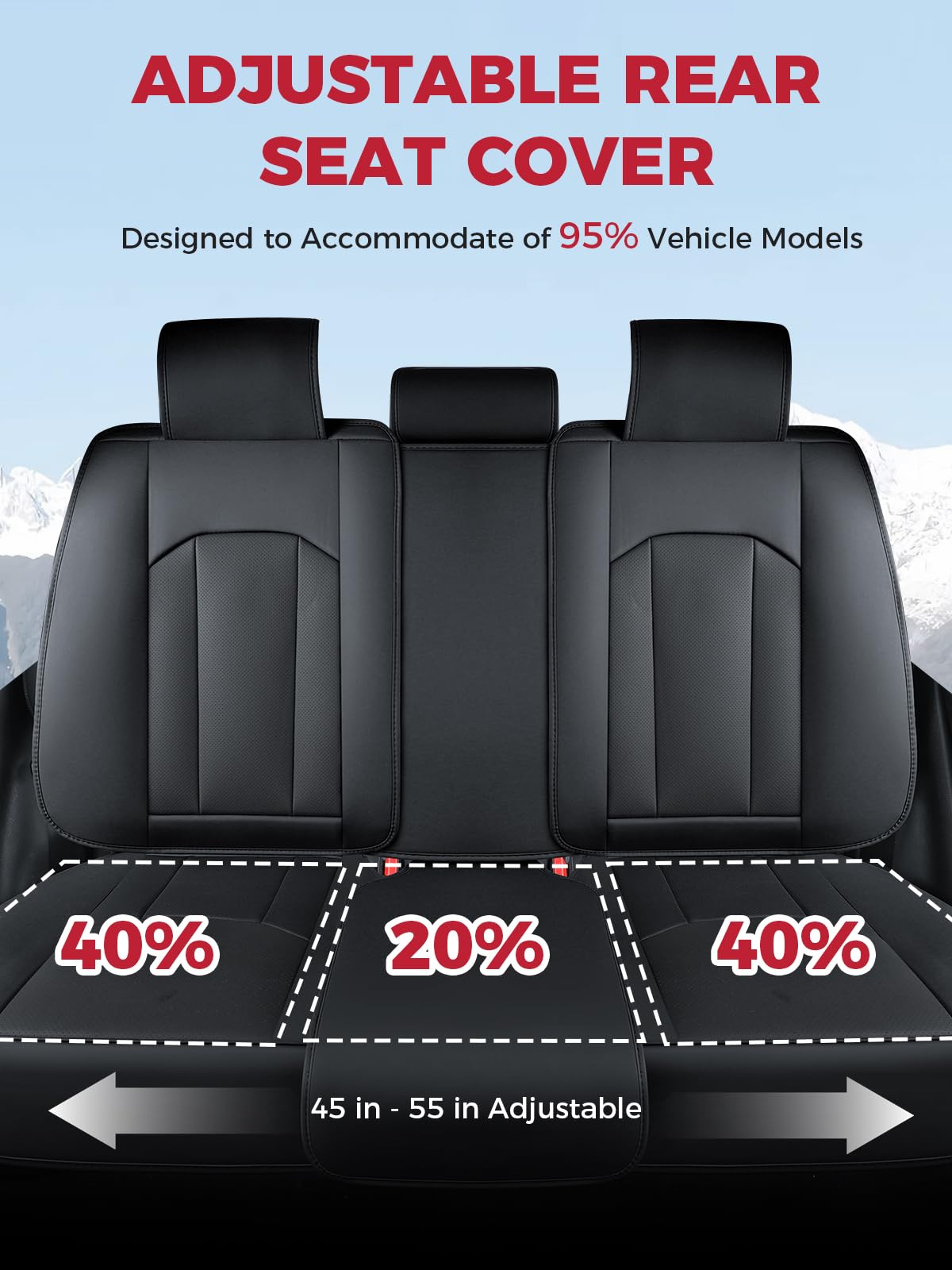FREESOO Car Seat Covers Full Set - Faux Leather Universal Automotive Seat Covers Car Seat Cover Protectors Universal Fit for Most 5 Seats Cars Sedans Trucks SUVs with Breathable Waterproof Black