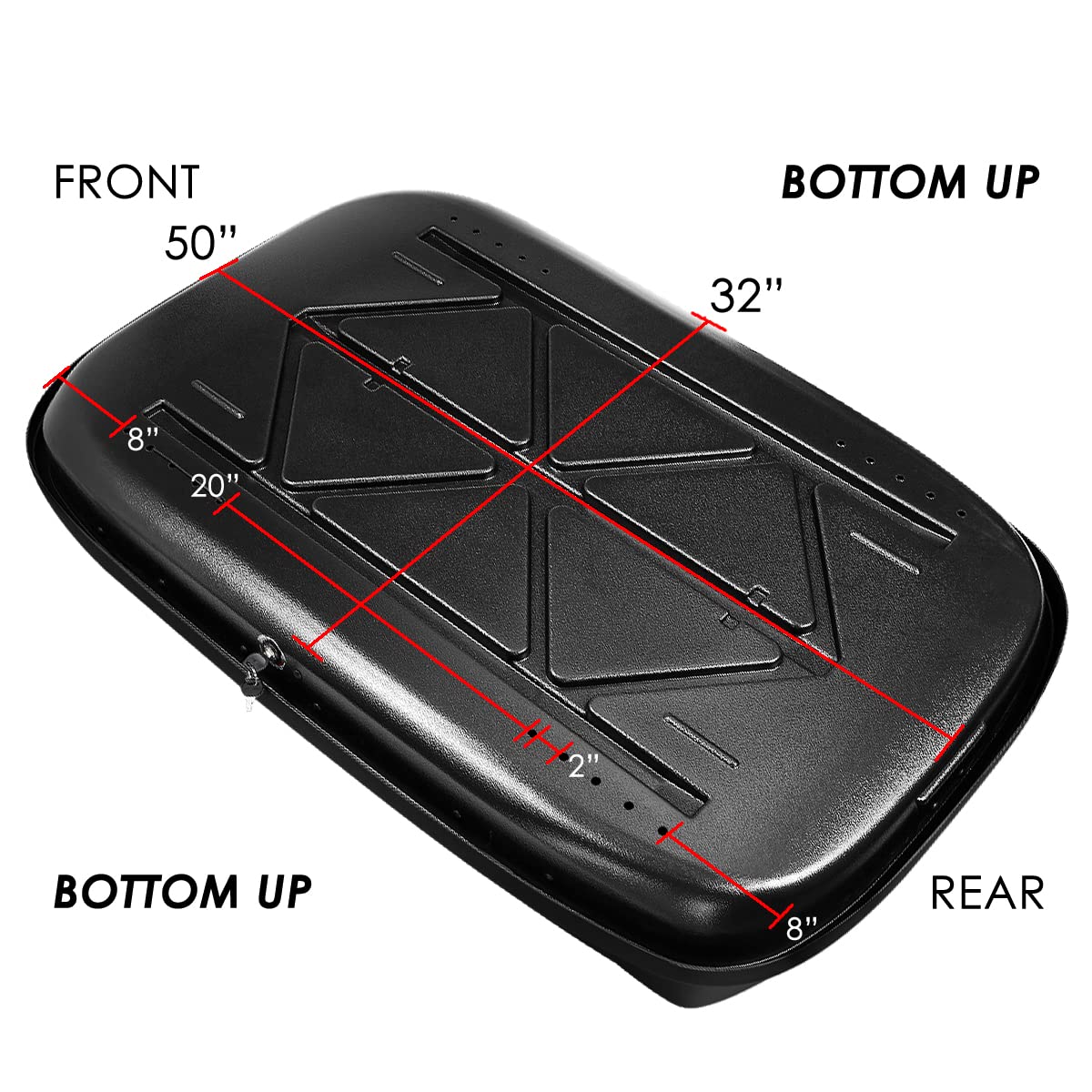 DNA MOTORING Rooftop Cargo Box Carrier Lockable Heavy Duty Car Top Storage Case, Capacity 110 Lbs, 53" L x 34" W x 15" H, 11 17 Cubic Ft.(Textured Black), PT-ZTL-8166-BK