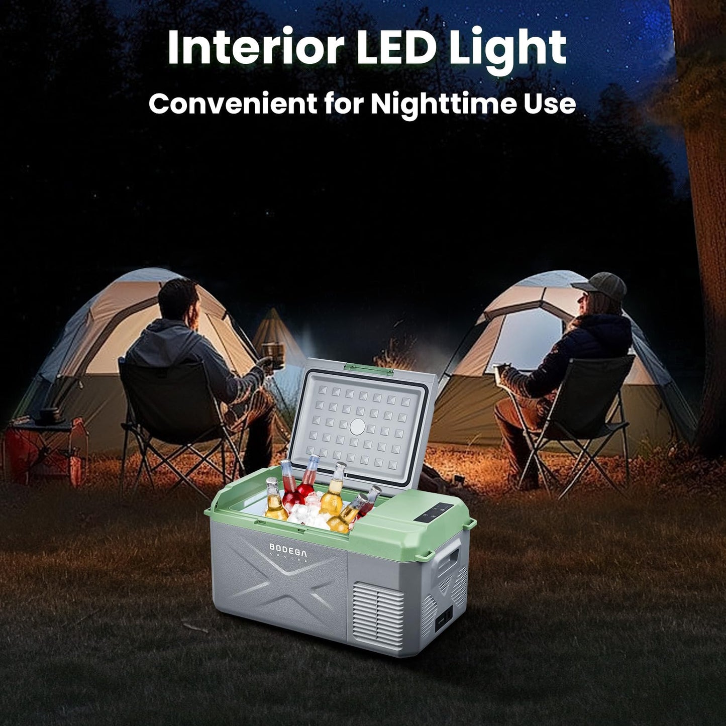 BODEGACOOLER 12 Volt Car Refrigerator, 18 Quart Portable Freezer, Car Fridge -4℉-68℉, Compressor Electric Cooler 12/24V DC100-240 Volt AC for Outdoor RV Camping Travel Vehicles Home Use