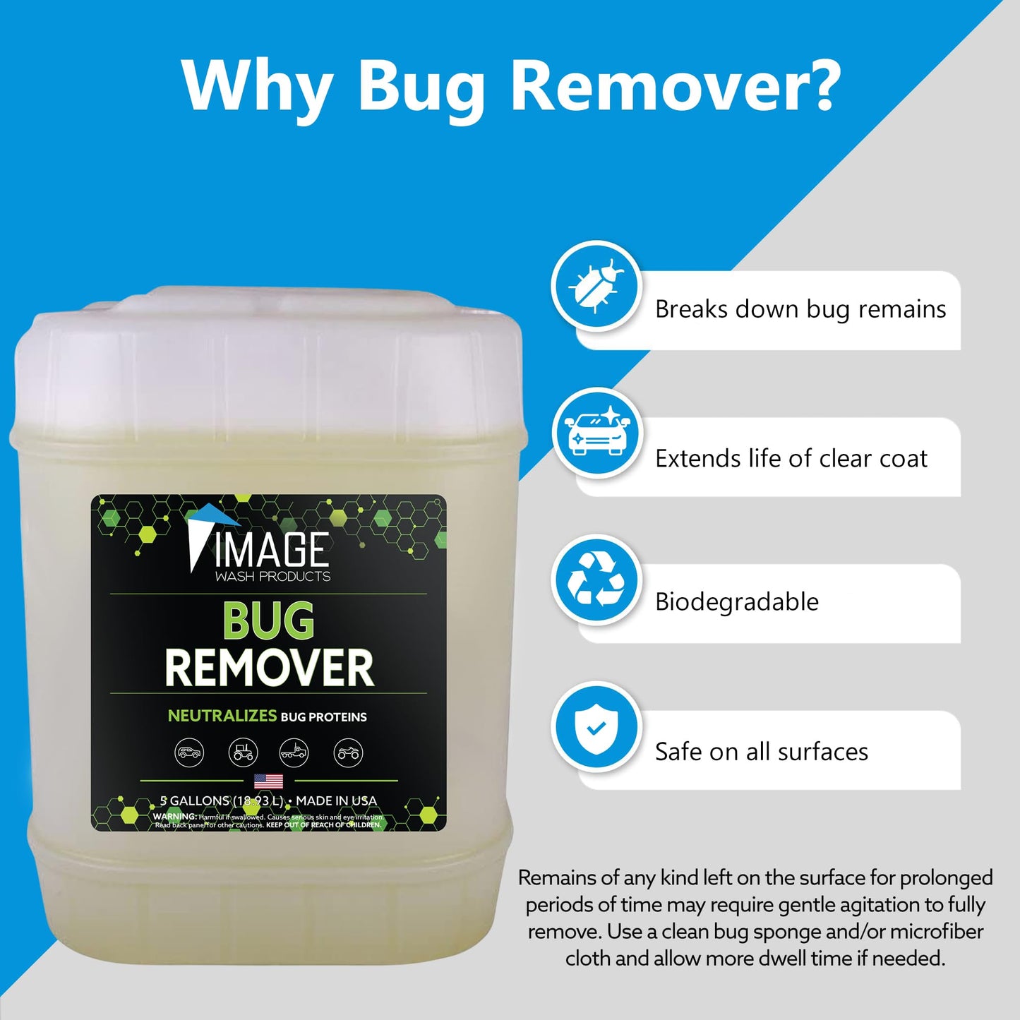 Image Wash Products Bug Remover – (5 Gallon) Best Bug Remover for Cars/Truck Exterior | Bug Cleaner for Vehicles, Car Bug Remover Spray, Bug Off Car Cleaner, Bug Wash for Cars