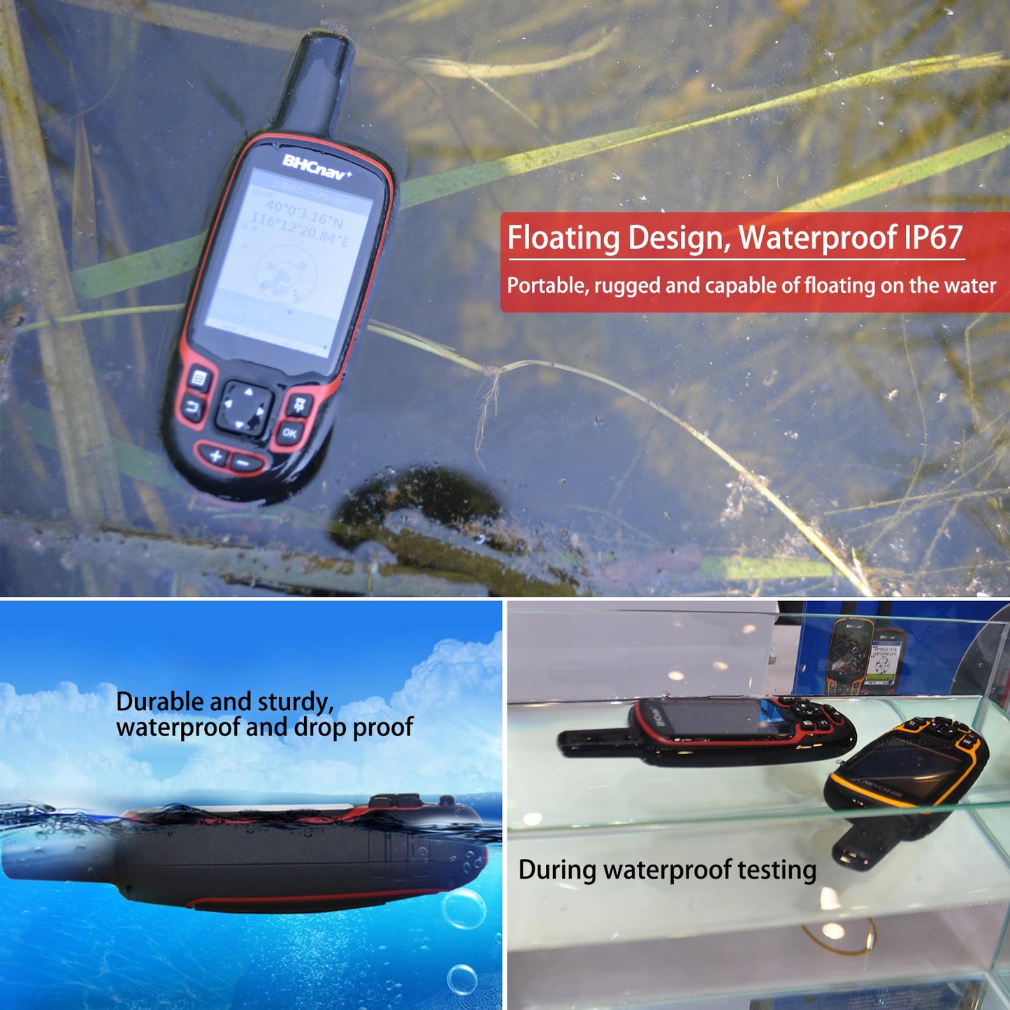 BHCnav NAVA Pro F78 Waterproof Handheld GPS Units,Button-Operated Handheld with Altimeter,Thermometer and Compass-2.8" Color Display, Expanded Satellite Support and Multi-Band Technology