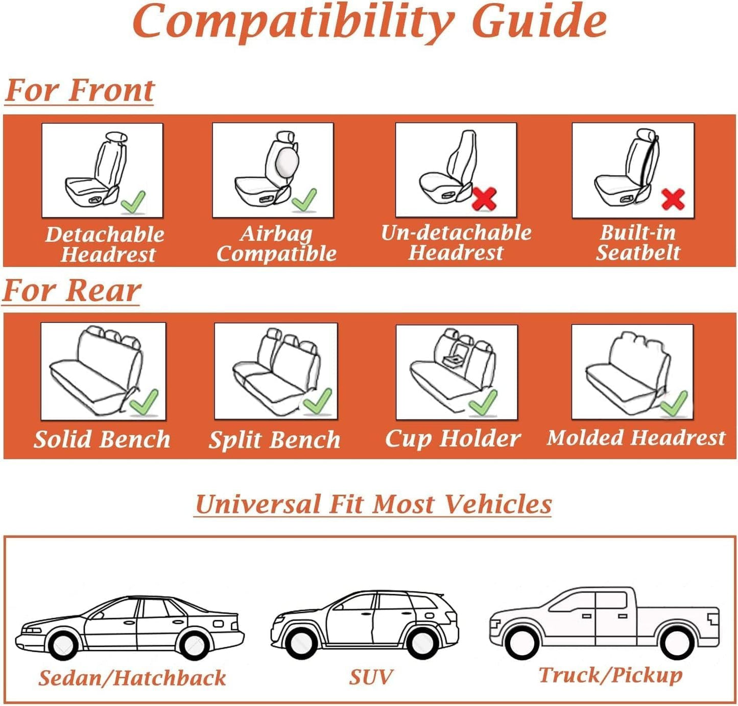 Coverado Car Seat Covers Full Set, Seat Covers for Cars, Car Seat Covers Front Seats and Back Car Seat Protector Waterproof, Leather Car Seat Cushion Universal Fit for Most Cars Blue