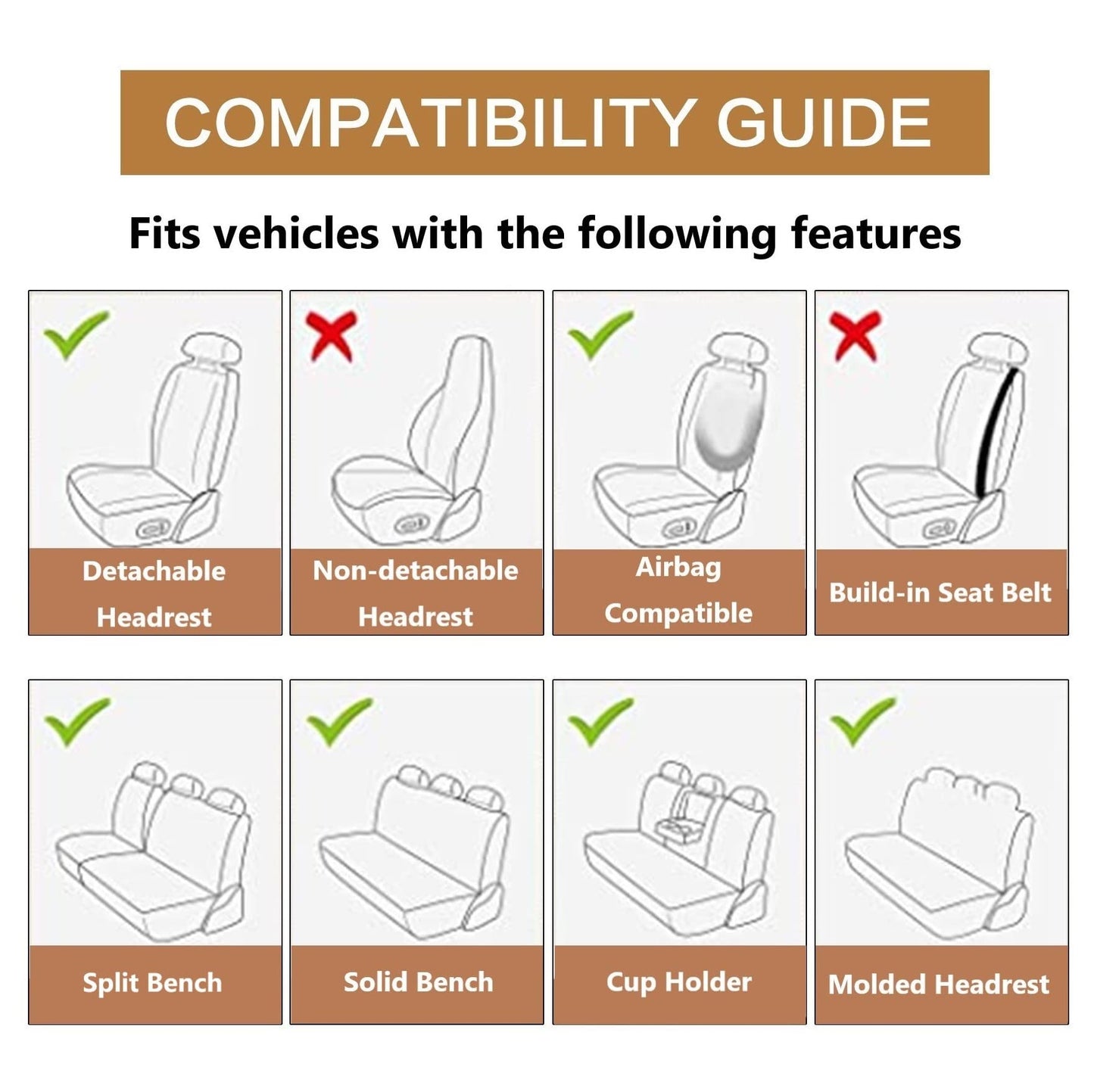 HAIYAOTIMES Leather Car Seat Covers Full Set, Waterproof Faux Leather Seat Covers for Cars, Non-Slip Car Interior Covers Universal Fit for Most Cars Sedans Trucks SUVs, Black/Red