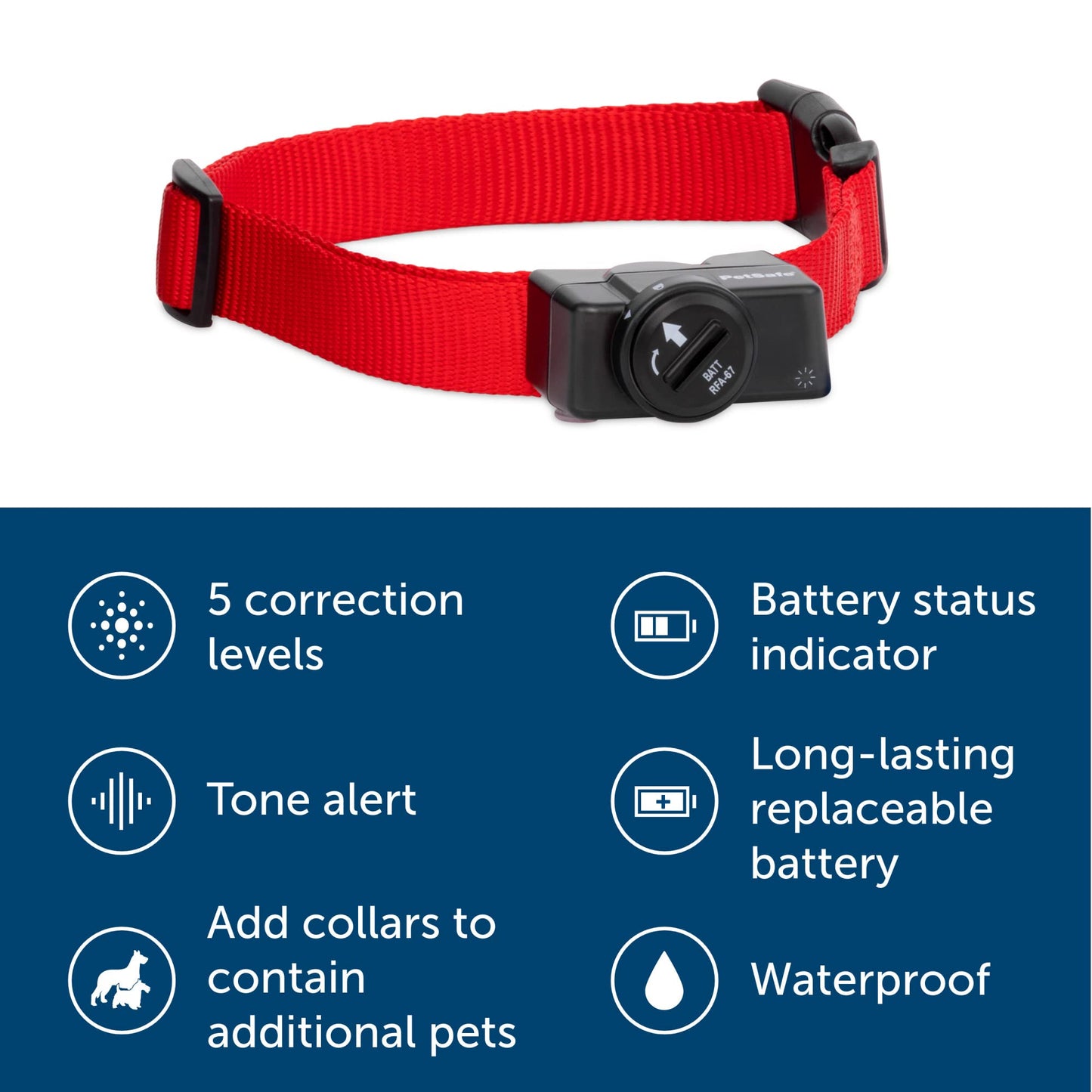 PetSafe Wireless Pet Containment System Receiver Collar - Battery-Operated & Waterproof - Adjustable Receiver Collar with 5 Correction Levels - for Dogs 5lb+