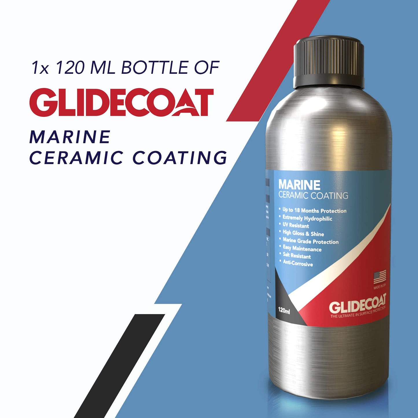 Glidecoat Marine Ceramic Coating (120ml)-Nano Ceramic Coating for Boats, Cars-Better Than Car Wax Polish and More Durable than Regular Ceramic Coating for Cars - Extremely Durable Coating (120mL)