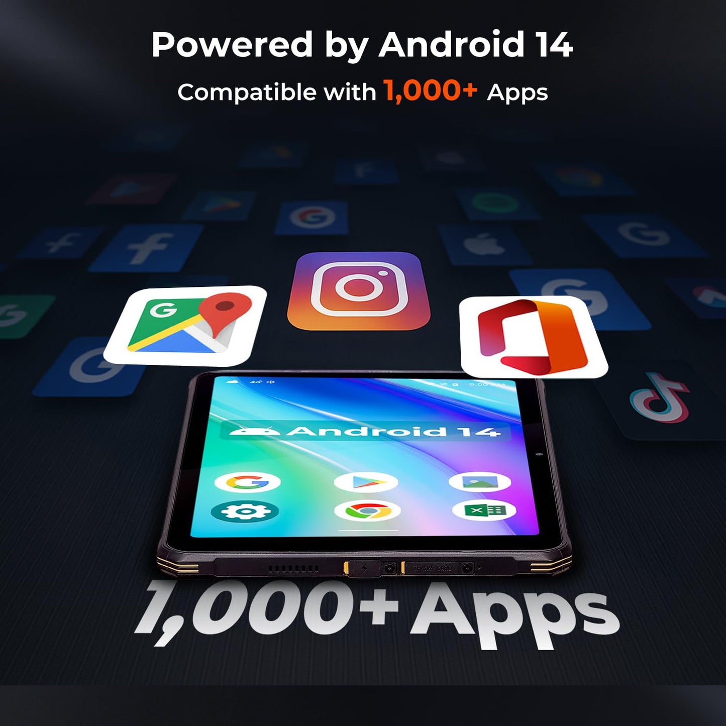 MUNBYN 11-inch Rugged Tablet ILT02, Android 14 UTV Tablet, 16GB+128GB with GPS, IP68 Weather Proof, 32MP+48MP Dual Camera, 4G LTE for Offroad UTV, Drone, 2Y Protection