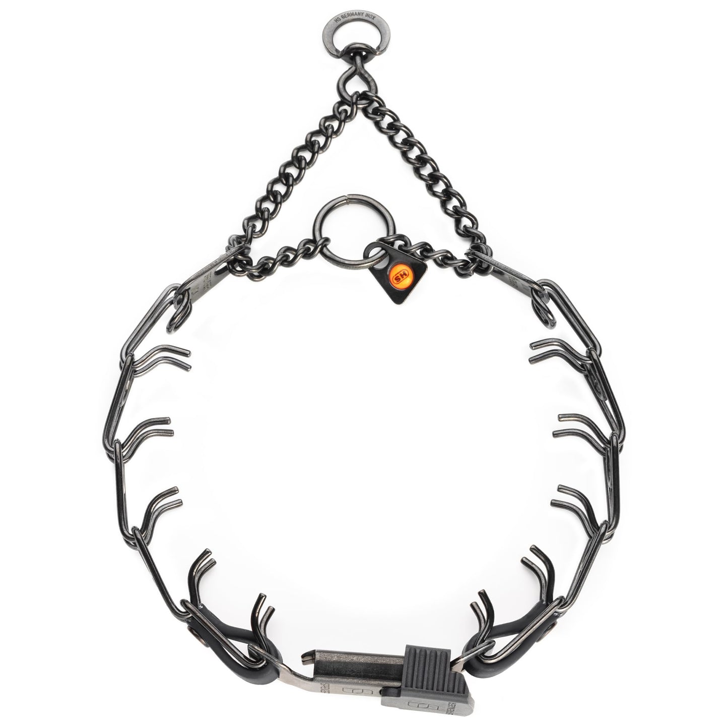 Herm Sprenger Black Stainless Steel Dog Collar with Quick Release ClicLock Buckle and Biothane Insert Training Collar Made in Germany (Black, 16in x 2.25mm(Neck Size up to 13-14in))