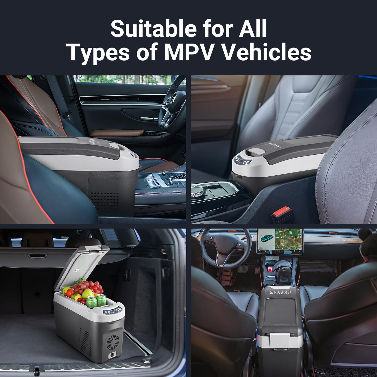 BODEGACOOLER 12 Volt Car Refrigerator, 16 Quart (15L) Small Car Fridge, Portable Freezer(-4℉~68℉), Car Cooler with 12/24V DC for Outdoor, Vehicles, Camping, Travel