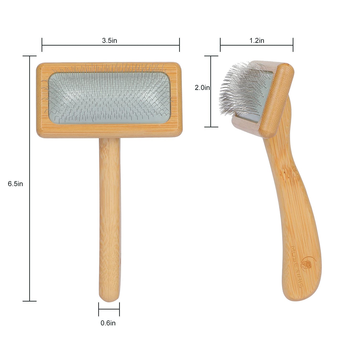 Muse&Iris Dog & Cat brush, Pet Slicker Brush with Bamboo Handle for Large Medium & Short Hair Elegant Grooming Comb for Removing Shedding, Tangles and Dirt