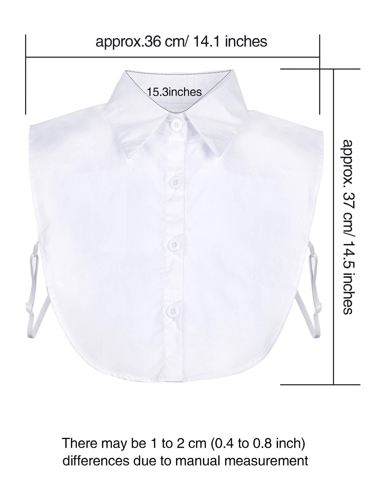 Tatuo 2 Pieces Fake Collar Detachable Collar for Women Shirts Dickey Half False Blouse Dickey(Medium,White)