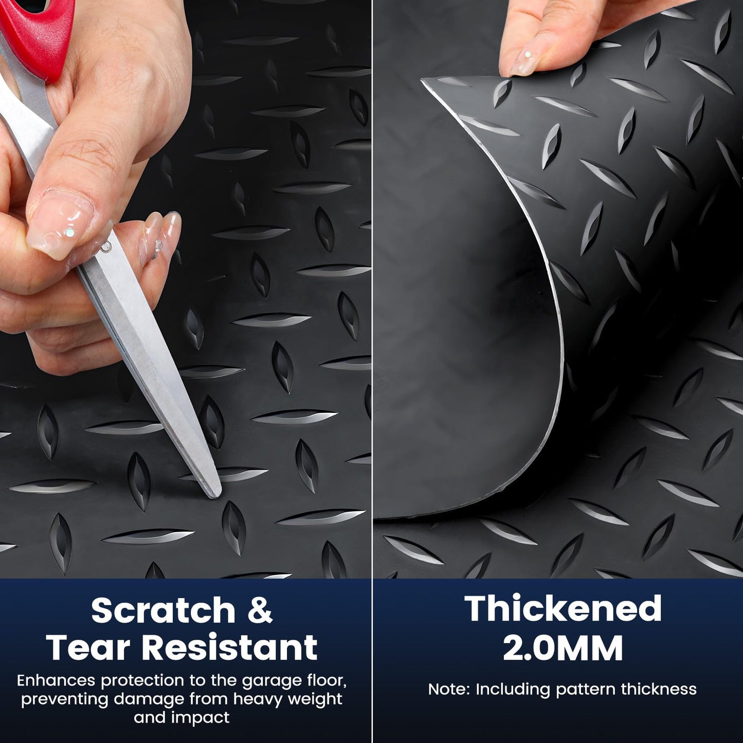 KROAK 7.5 x 17 FT Garage Floor Mat, Thickened PVC Parking Mat, Anti-slip Garage Floor Runner & Protector Mat Fits for SUVs, Compact SUV, Sports Car, Heavy Motorcycle, Golf Cart, 204"L x 90"W x 0.1"Th