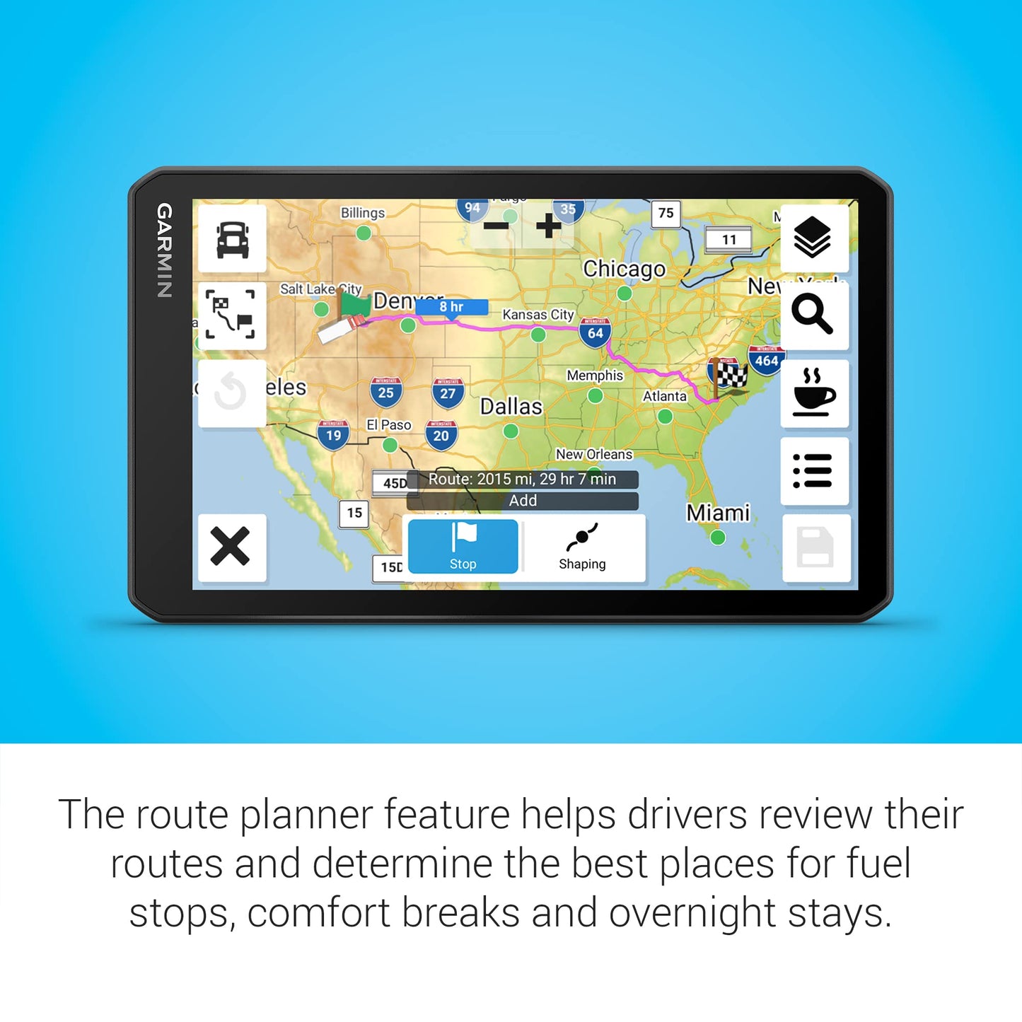 Garmin dezl OTR710, Large, Easy-to-Read 7 inch GPS Truck Navigator, Custom Truck Routing, High-Resolution Birdseye Satellite Imagery, Directory of Truck & Trailer Services (Renewed)